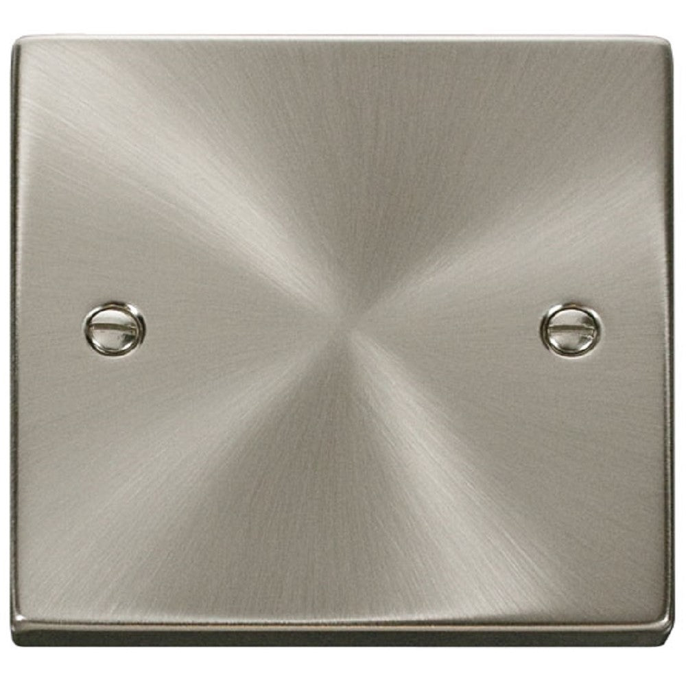Satin Chrome Single Blank Plate - Click Deco VPSC060 - Ideal for Home and Office Electrical Outlet Covers