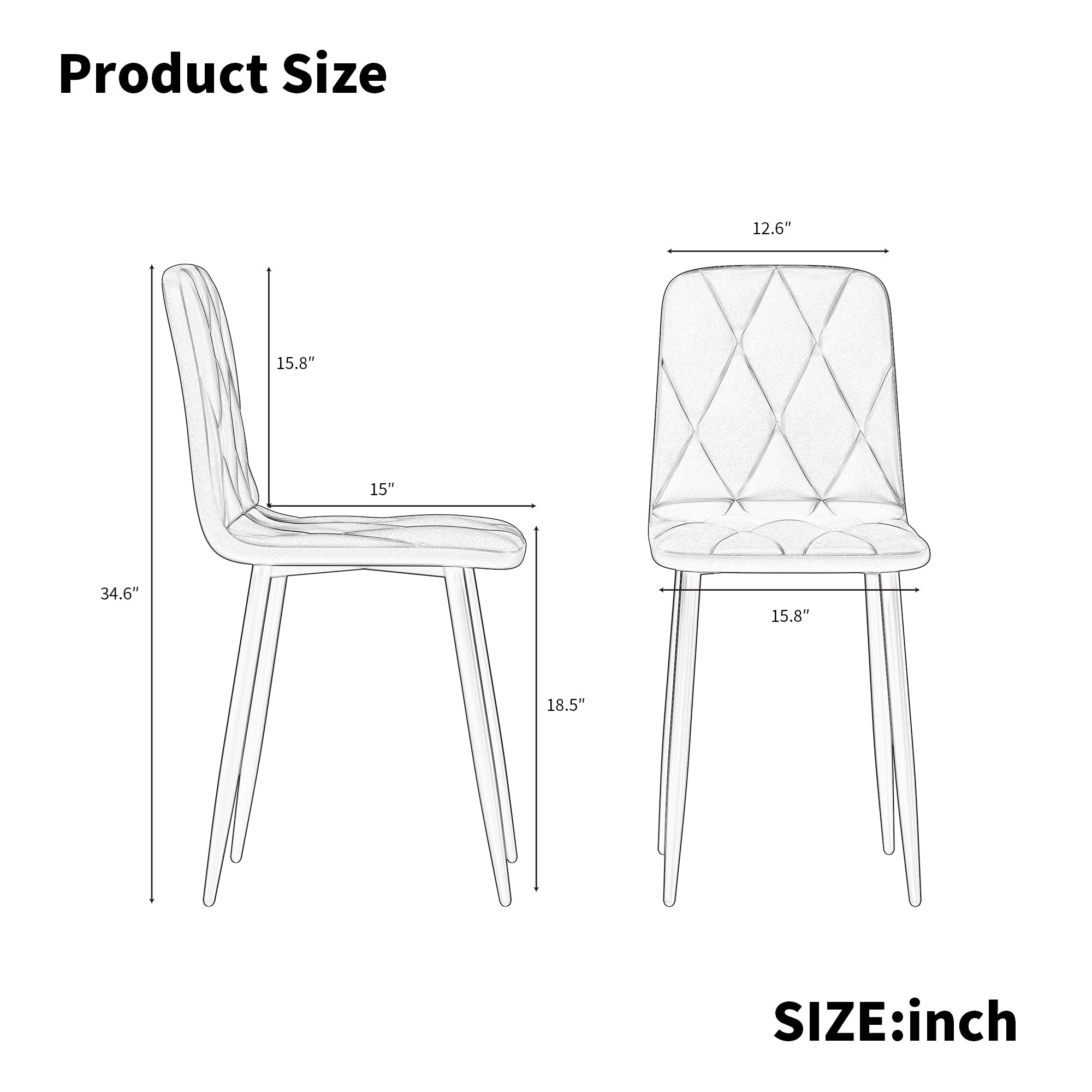 4-Piece Velvet Dining Chairs Set with Cushioned Seats & Sturdy Metal Legs - Modern Kitchen & Dining Room Furniture for Home, Restaurant, or Office Use