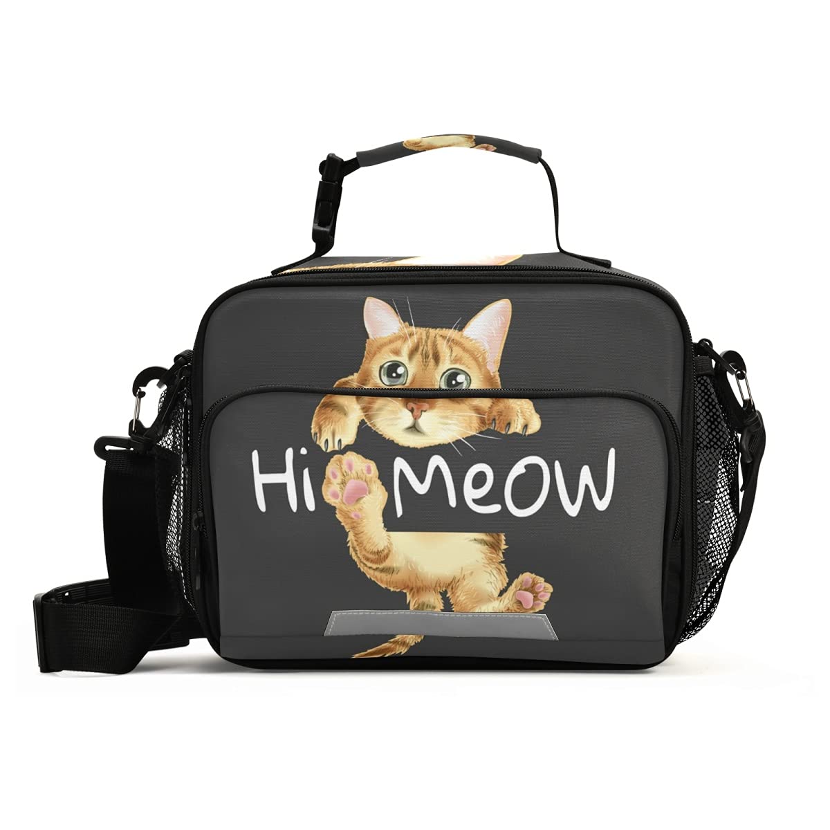 Insulated Cat-Themed Lunch Box for Kids & Teens - Cute Hanging Hi Meow Design, School & Picnic Cooler Tote Bag for Boys & Girls | Perfect for School Lunches, Outdoor Picnics & Daily Use