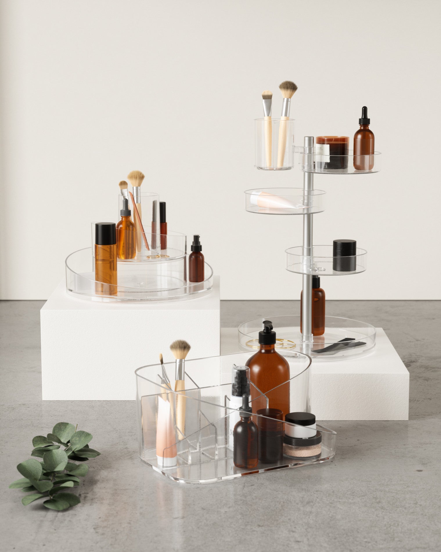 Cascada Cosmetic Organizer - Acrylic Makeup Storage Case with Drawers for Vanity, Bathroom & Travel | Perfect for Lipstick, Brushes & Skincare Products