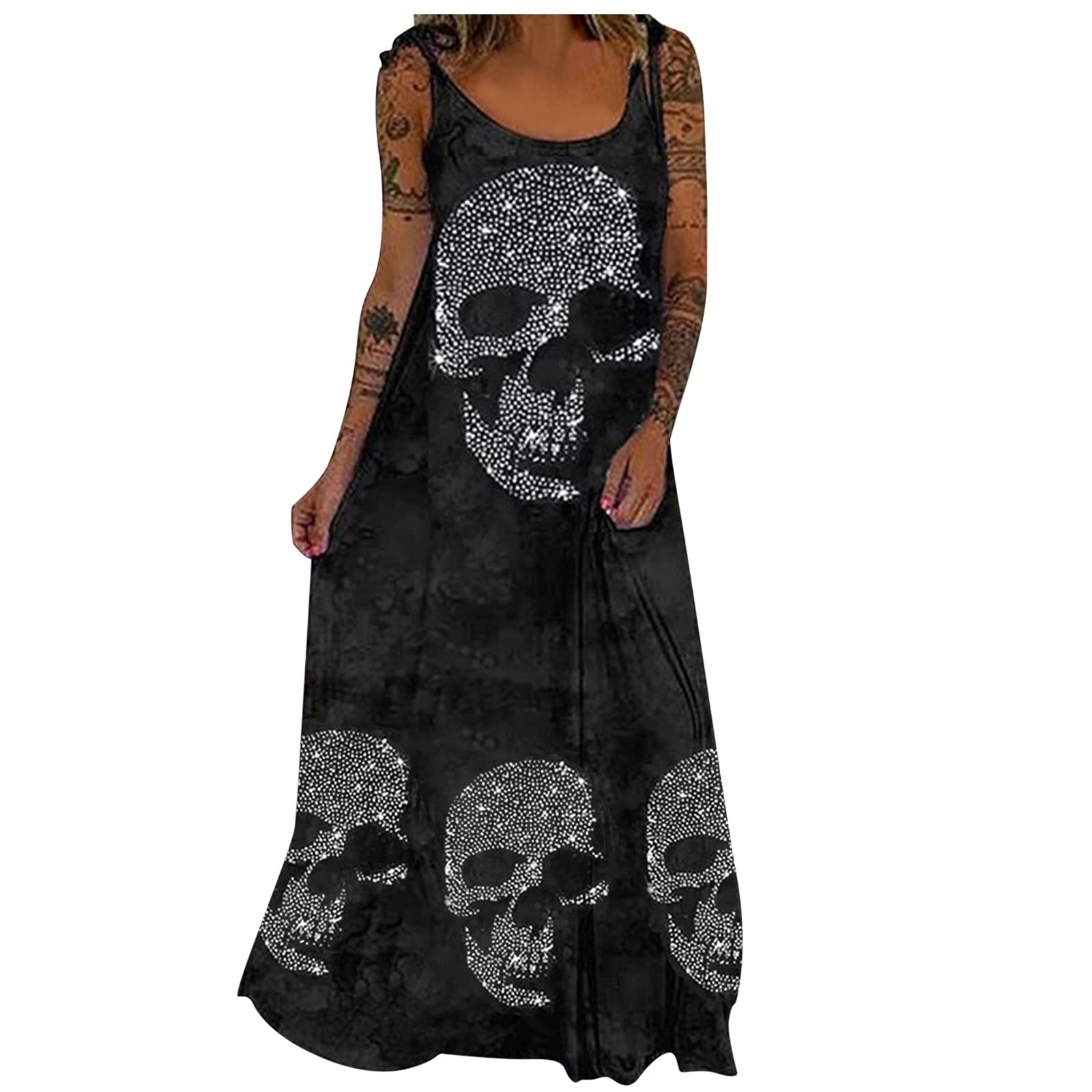Boho Maxi Dress for Wedding Guest - Sleeveless Flowy Summer Dress with Floral Print | Perfect for Beach Parties, Casual Outings & Special Occasions