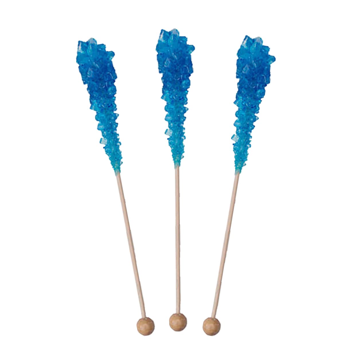 Blue Rock Candy Sticks 72-Pack - Bulk Individually Wrapped Blue Raspberry Sugar Crystal Lollipops - Perfect for Parties, Weddings, Baby Showers & Cocktail Garnishes - Great as Party Favors, Drink Toppers & Event Decorations