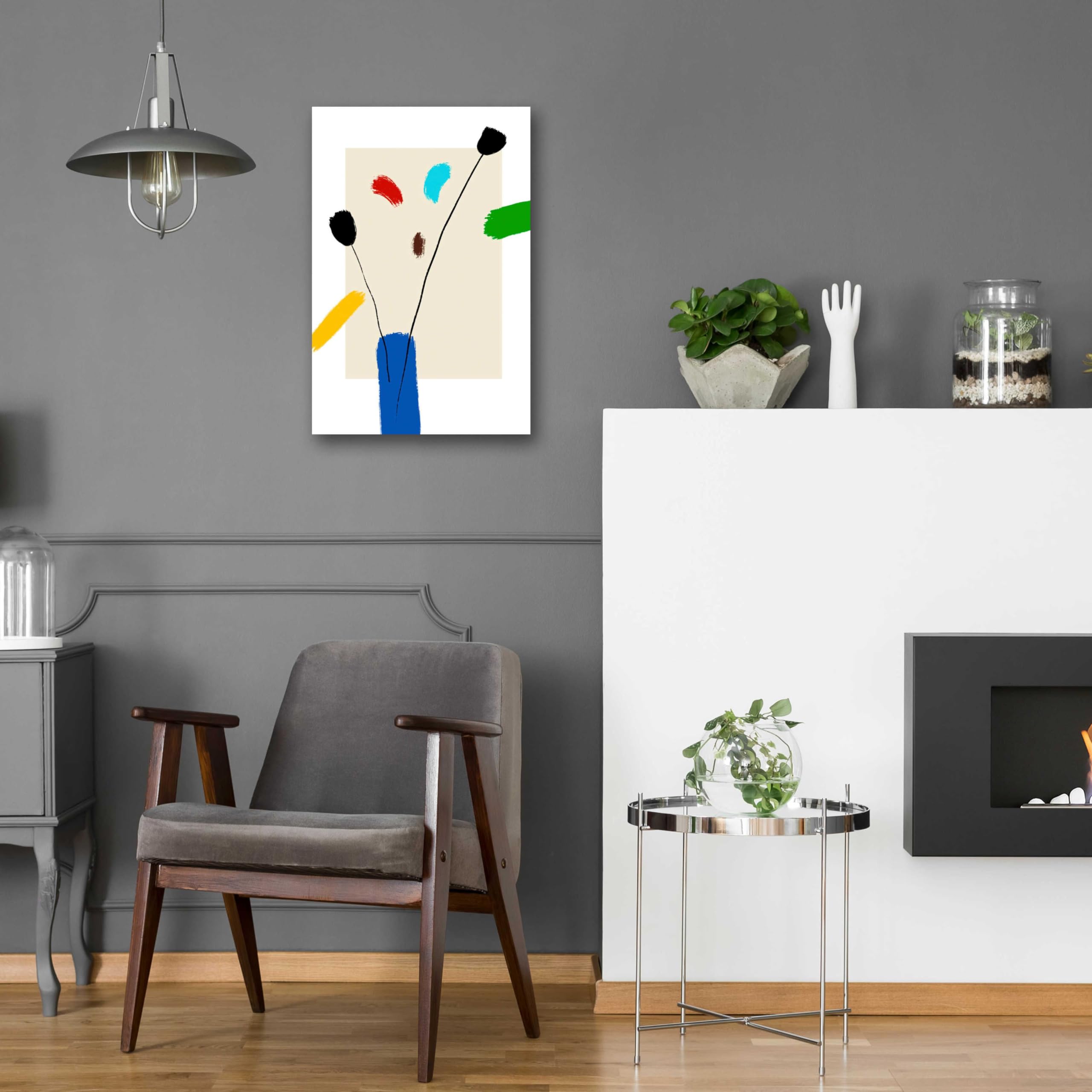 Happy Flowers by Cesare Bellassai - 16x24 Inch Vibrant Acrylic Glass Wall Art Decor - Modern Home & Office Painting for Living Room, Bedroom, or Gift