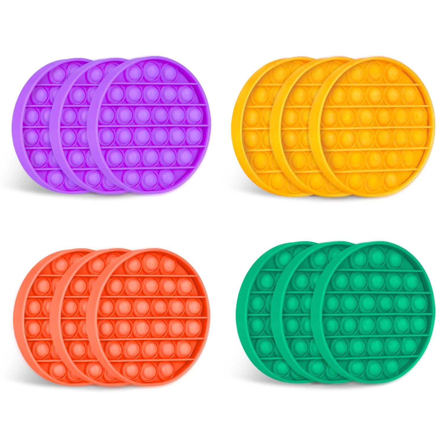 12 Pack Pop Bubble Fidget Sensory Toys for Kids & Adults - Stress Relief Autism Anxiety Toys, Silicone Sensory Poppers for Classroom Prizes, Therapy & Special Needs - Perfect for Home, Office & Travel Use