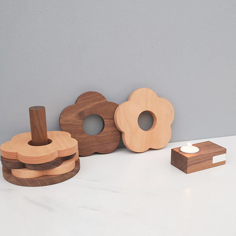 Premium 2-Pack Solid Wood Heat Insulation Coasters - Non-Slip Round Cork Trivets for Hot Pots, Mugs & Plates | Decorative Kitchen Hot Pads, Cup Coasters & Place Mats | Perfect for Coffee Tables, Dining Sets & Home Decor