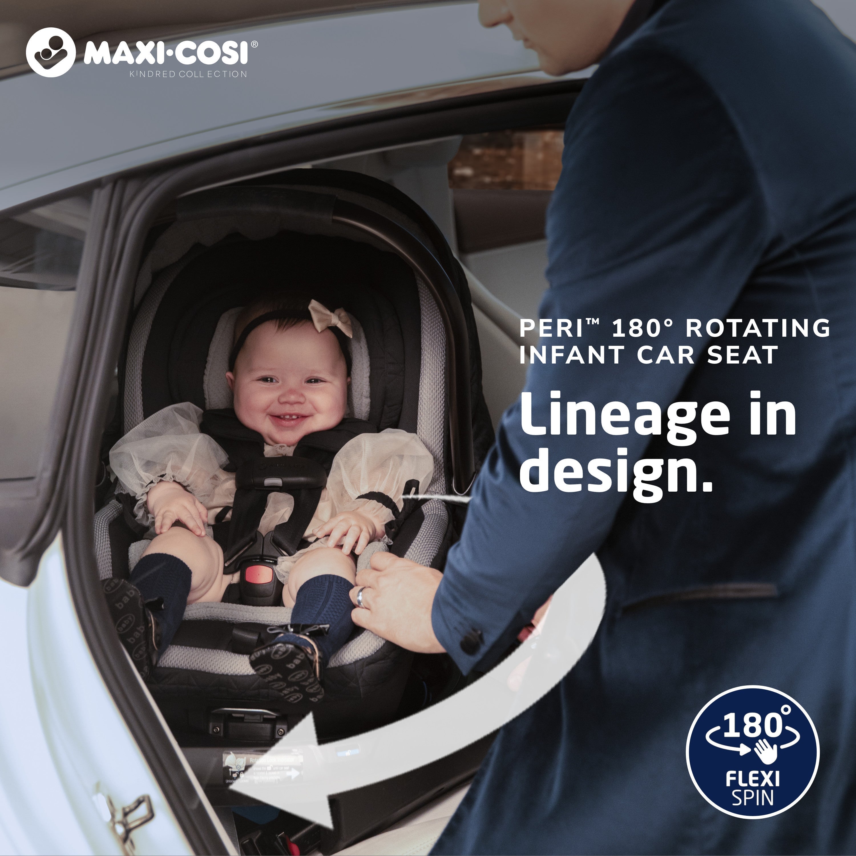 Maxi Cosi Kindred Peri 180° Rotating Baby Car Seat - Safe & Comfortable Infant Car Seat for Newborns to Toddlers - Perfect for Travel, Daily Commute & Family Outings