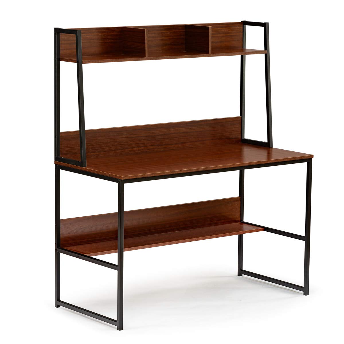 47 Inch Computer Desk with Bookshelf - Sturdy Home Office Desk for PC & Laptop, Space Saving Workstation for Small Spaces | Perfect for Remote Work & Study