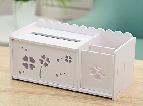 Handcrafted Wooden Tissue Box Holder with Storage for Phone & Remote Control - Bathroom & Living Room Organizer for Home Decor