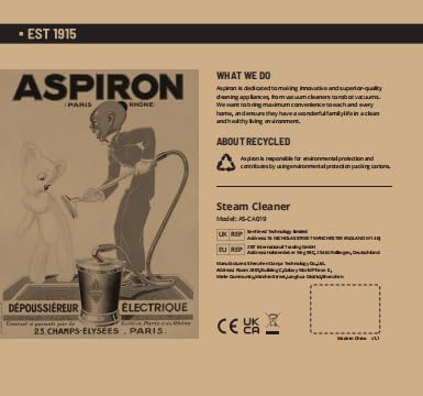 **Aspiron 1500W Multipurpose Portable Steam Cleaner - 1.5L Capacity with 21 Accessories for Carpet, Upholstery, Floors, Kitchen & Tiles | Chemical-Free Deep Cleaning | Perfect for Home, Car & Pet Stain Removal**