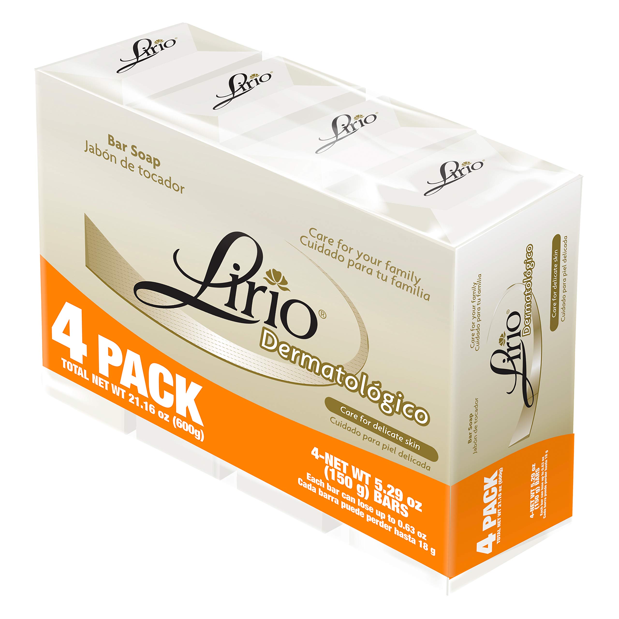 Lirio Derma Bar Soap - Dermatologist Recommended Body Soap for Sensitive Skin, 5.3 Oz (Pack of 4) - Gentle Cleansing for Dry, Itchy Skin & Eczema Relief - Perfect for Daily Shower & Bath Use