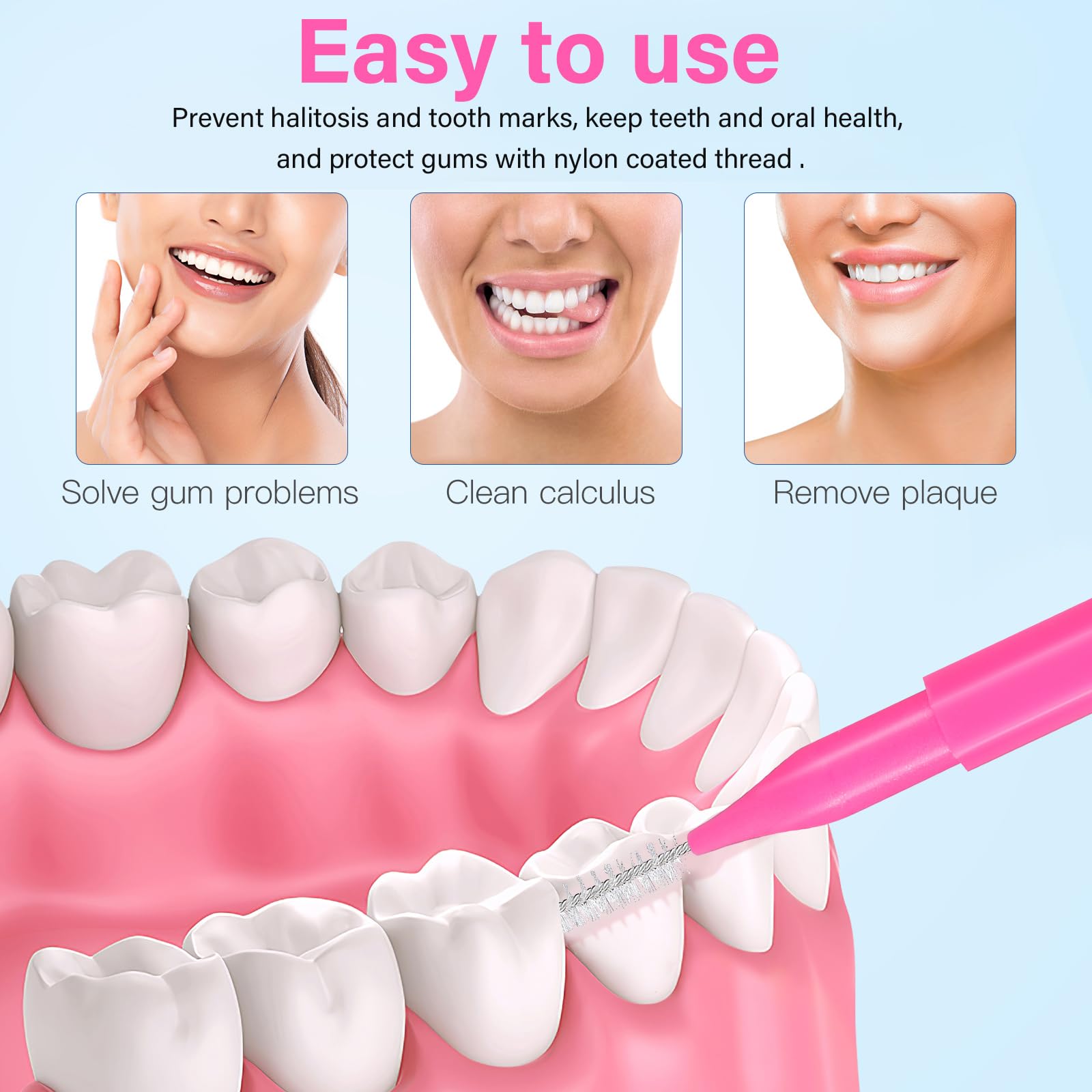 100 Pack Interdental Brushes for Braces - Dental Floss Picks for Teeth Cleaning, Orthodontic Flossers with 5 Color Options | Perfect for Braces Care, Oral Hygiene & On-the-Go Dental Cleaning