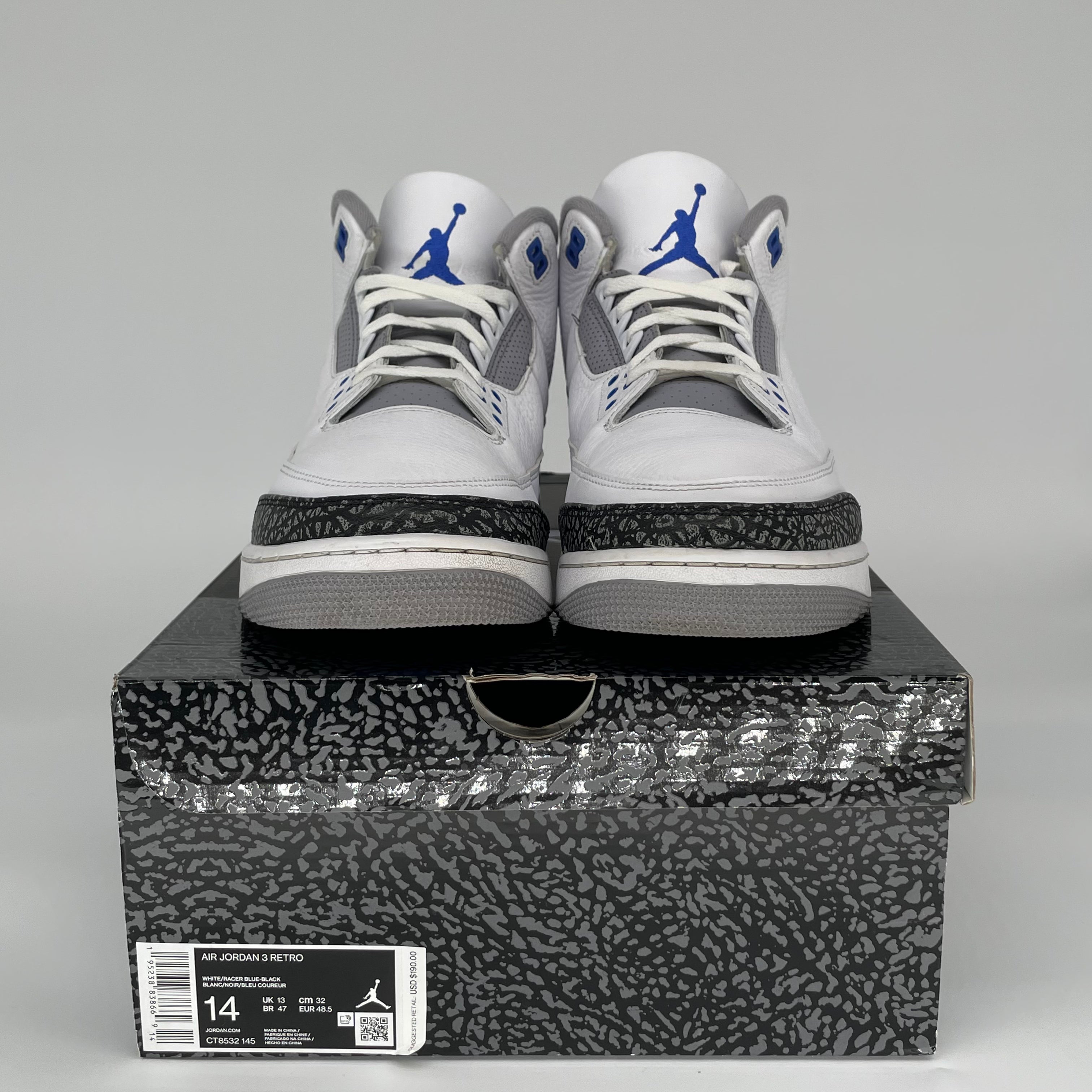 AIR JORDAN 3 RACER BLUE Men's Basketball Shoes Size 14 - Style CT8532-145 | Retro Sneakers for Casual Wear & Street Fashion