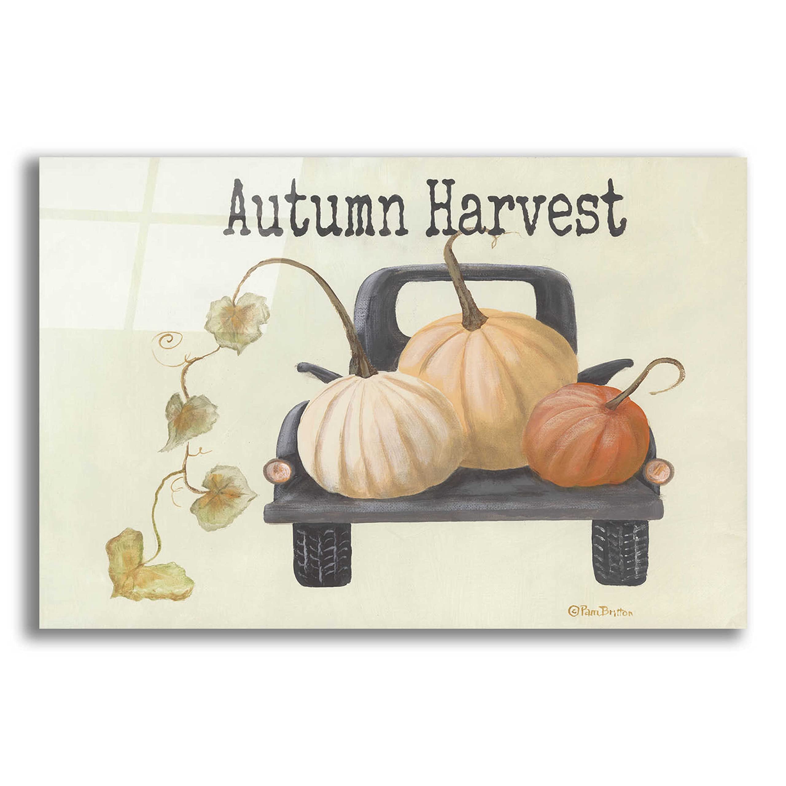 Epic Art 'Autumn Harvest Truck' by Pam Britton - 24x16 Inch Acrylic Glass Wall Decor - Farmhouse Fall Home Decor for Living Room, Bedroom & Office