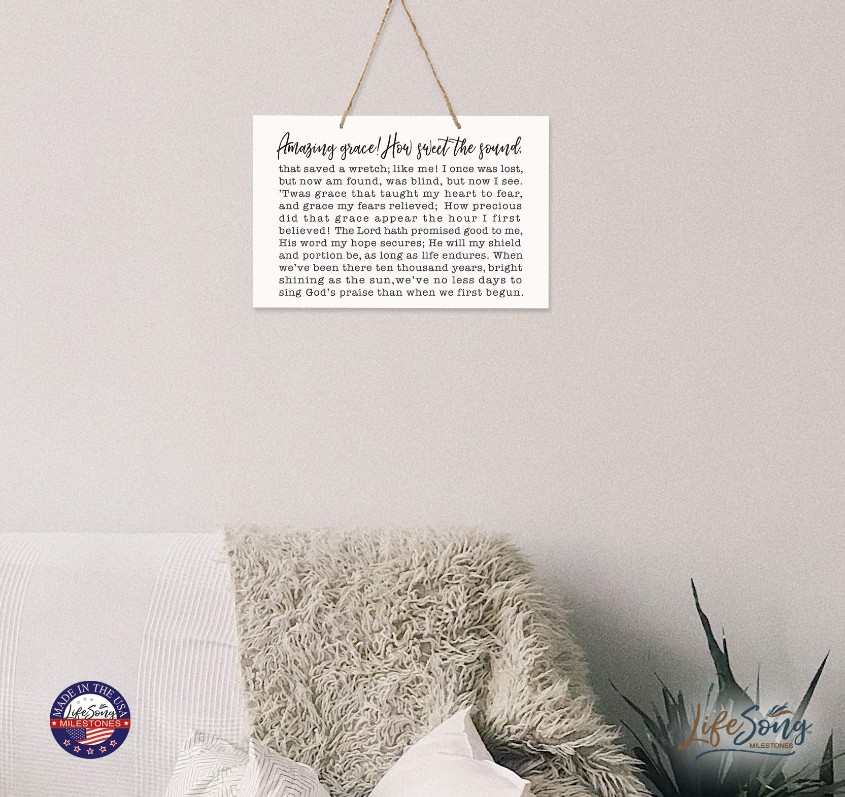 LifeSong Milestones Family Sign - Wooden Rope Wall Decor with Inspirational Quote - 8