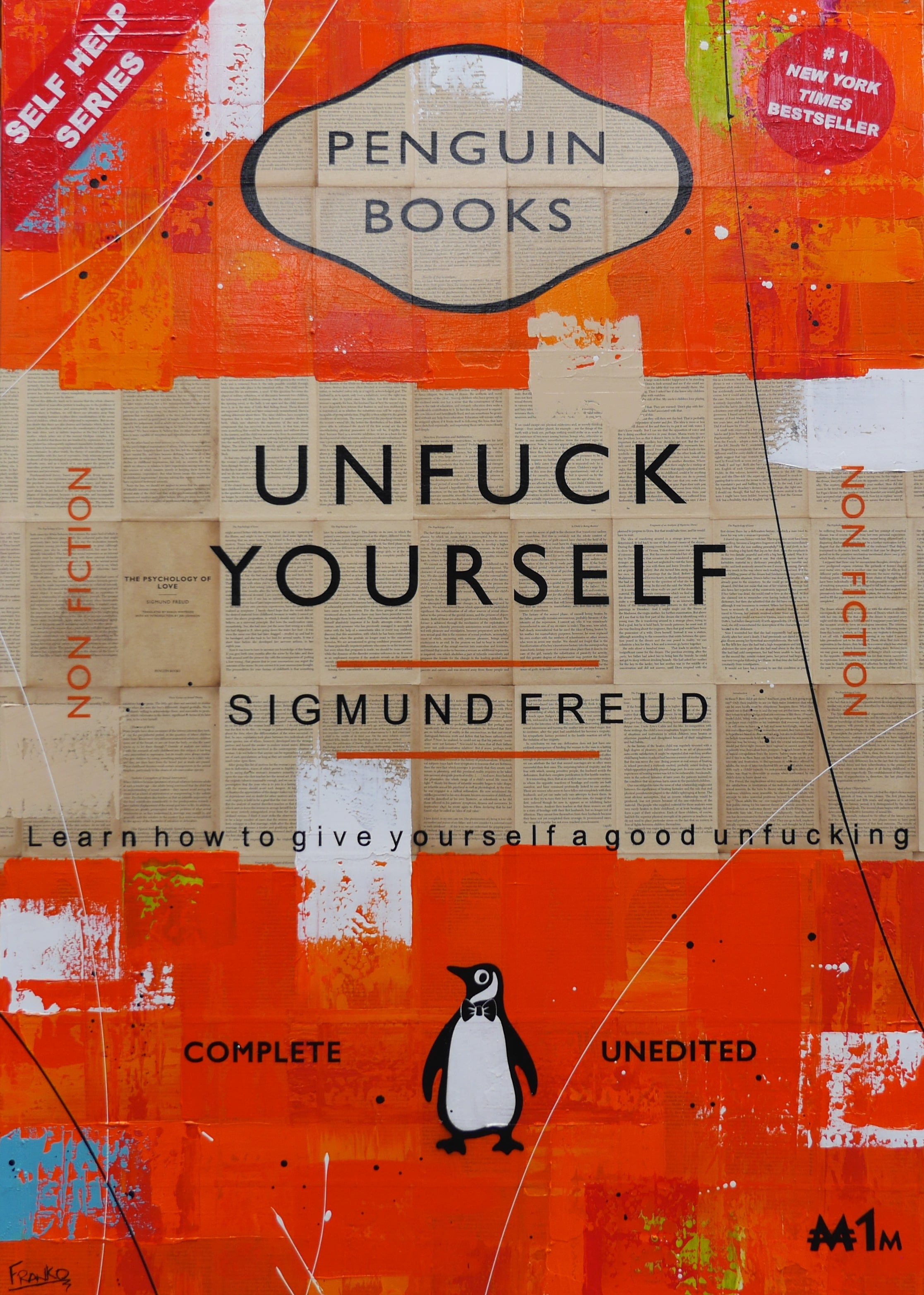 140cm x 100cm Unfuck Yourself Motivational Wall Art - Urban Pop Book Club Painting for Home Office Decor & Self-Improvement Inspiration
