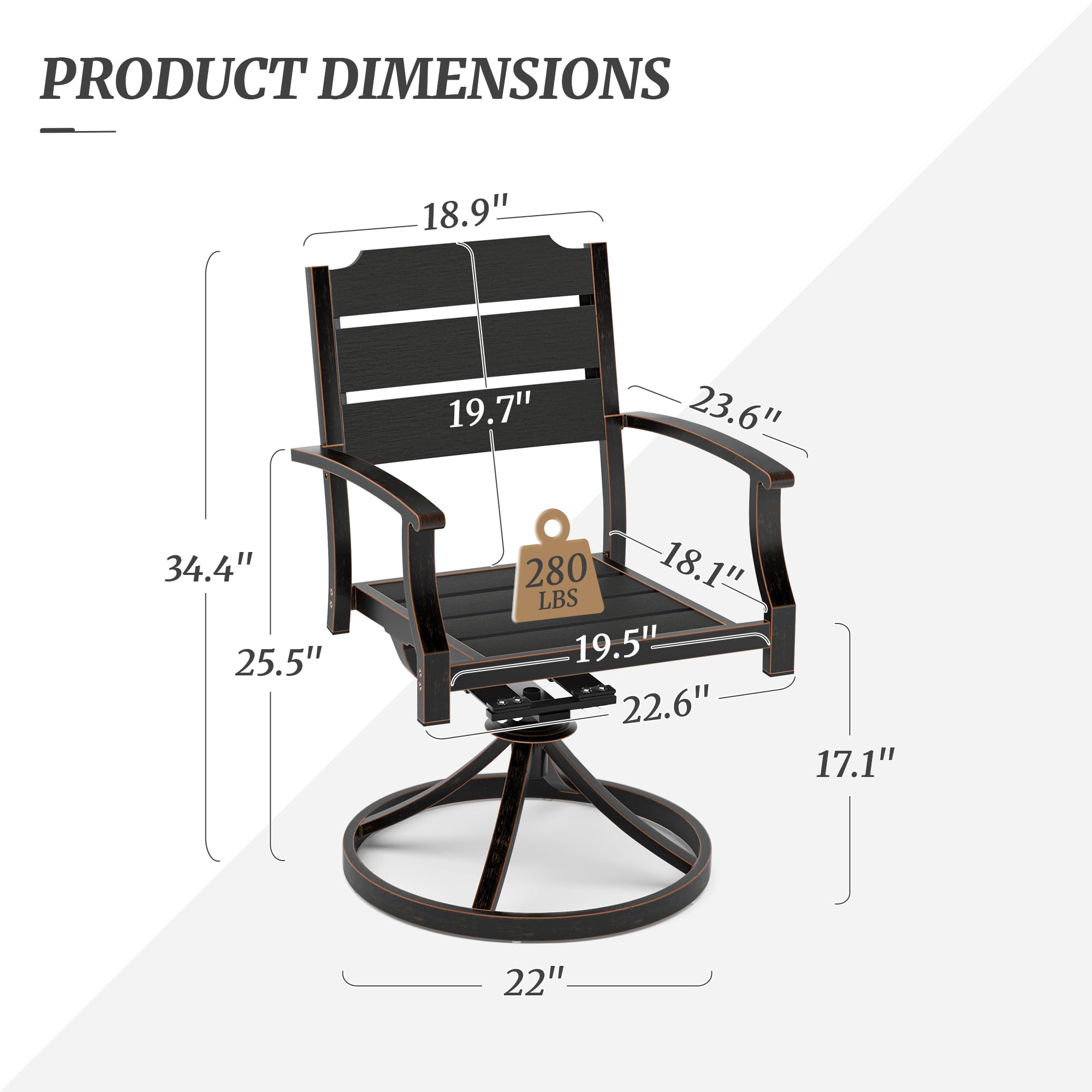 2-Pack Outdoor Swivel Rocking Dining Chairs - HDPE Seat & Aluminum Frame Patio Chairs with Armrests - Perfect for Backyard, Deck, Porch, Balcony & Garden Relaxation
