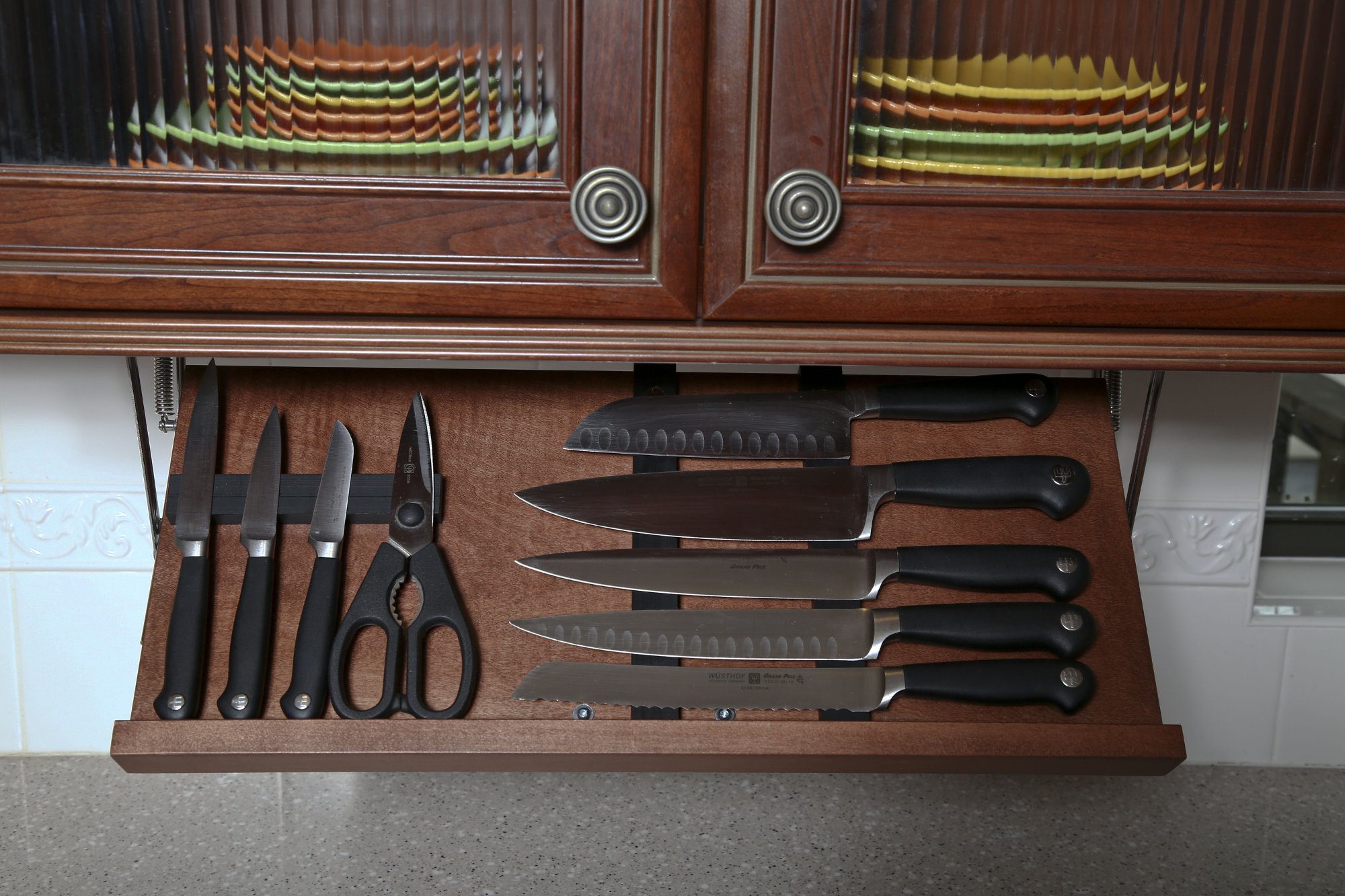 Premium 22 x 9.5 Inch Magnetic Knife Holder - Strong Cherry Wood Wall Mount Knife Storage for Kitchen, Chef & Home Use - Perfect for Organizing Knives, Scissors & Utensils Safely