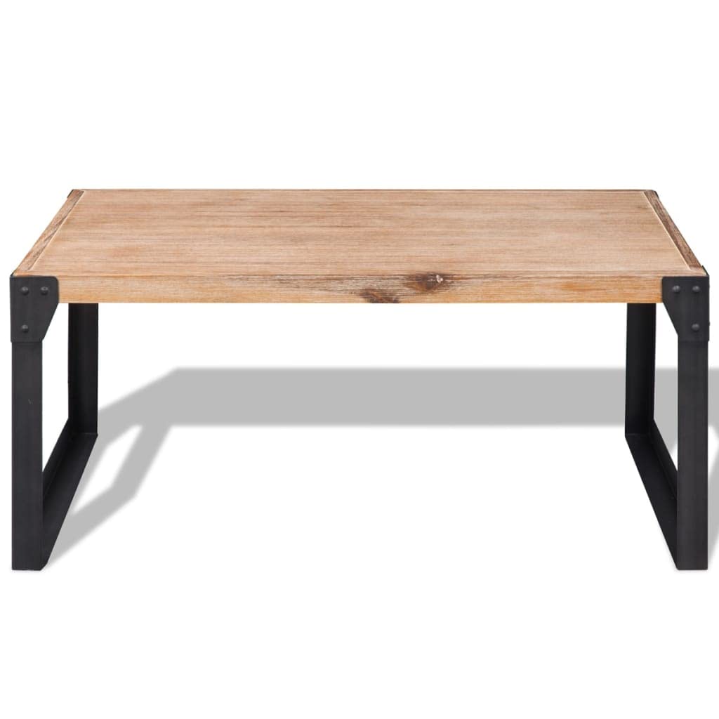 vidaXL Solid Acacia Wood Coffee Table with Steel Legs - Industrial Style Living Room Furniture, Durable & Easy Assembly, Brown & Black - Perfect for Modern Homes, Apartments & Office Lounges