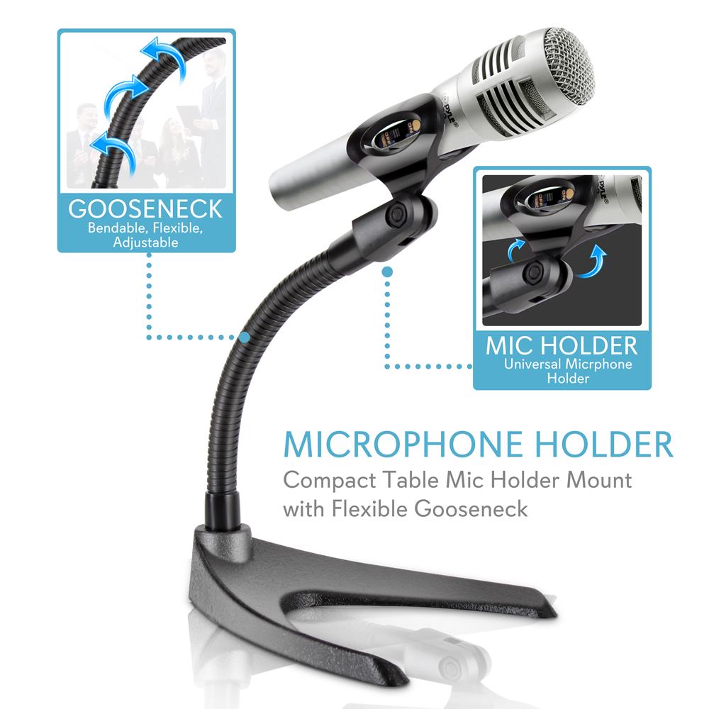 Adjustable Gooseneck Microphone Stand for Desk - Compact & Sturdy Mic Holder for Podcasting, Streaming, Gaming, and Home Office Use