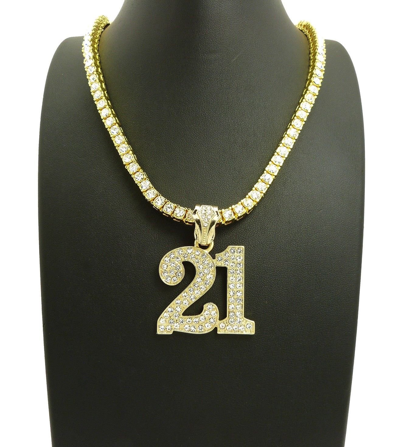 Hip Hop Iced Out Gold Plated Savage 21 Pendant & 3mm 18