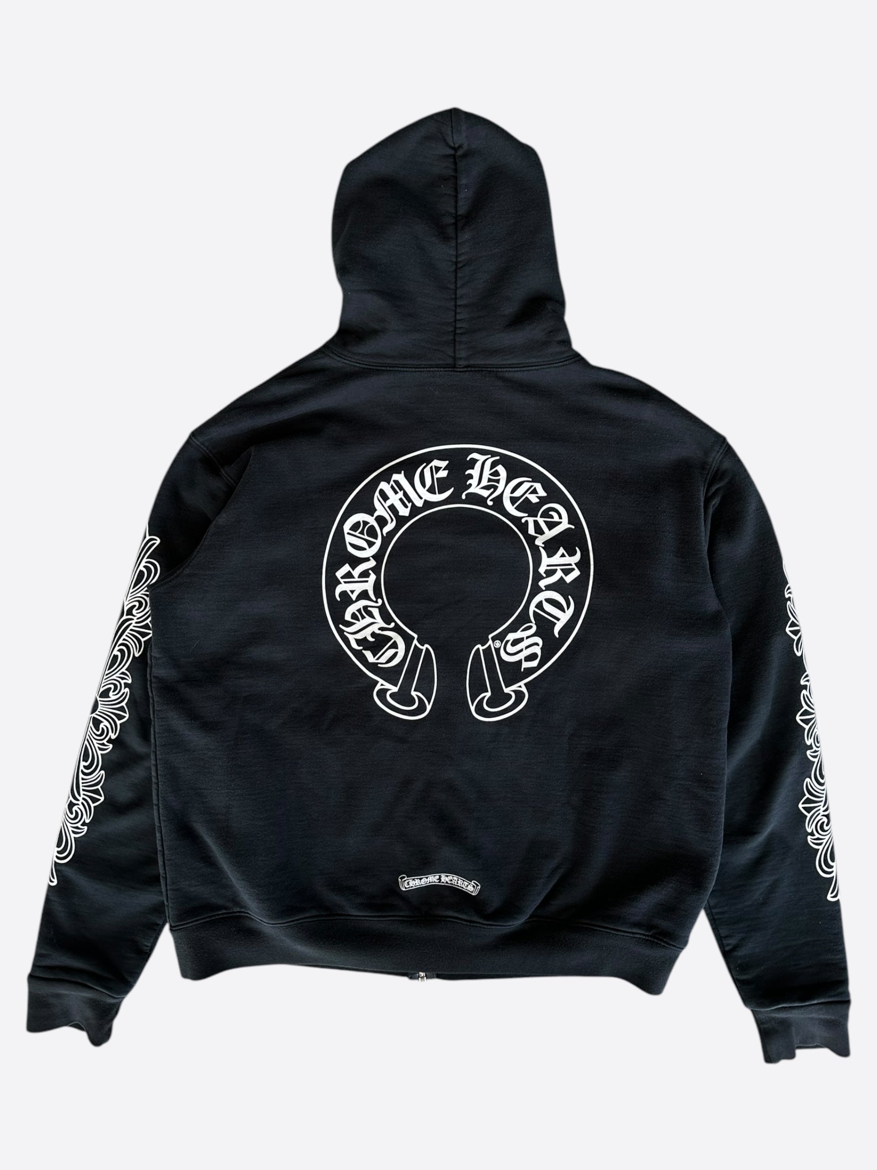 Chrome Hearts Black & White Thermal Horseshoe Logo Hoodie for Men & Women - Cozy Winter Pullover for Streetwear Fashion & Casual Outfits