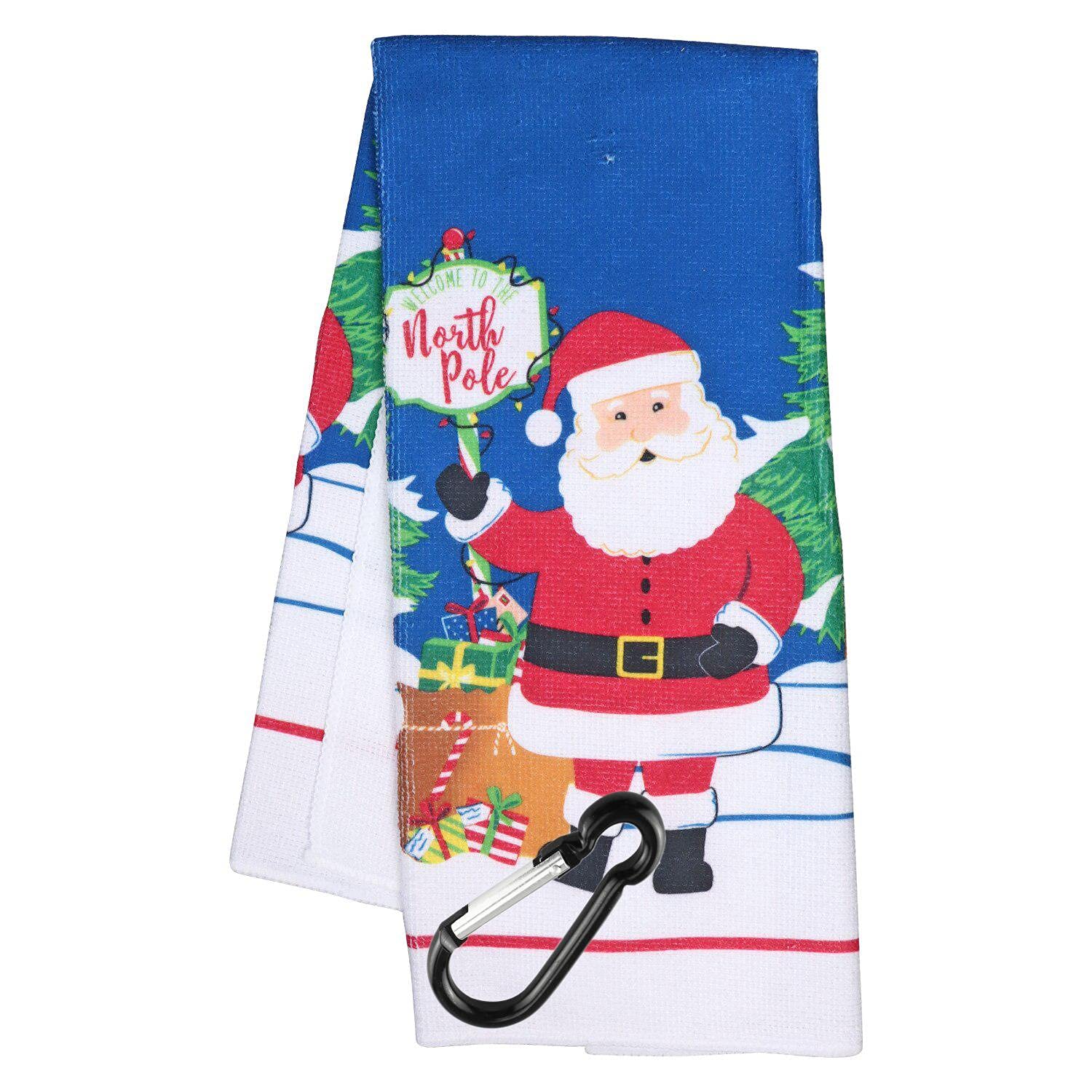 Santa Claus Christmas Decor Kitchen Dish Towels - 12x25 Inch Holiday Hand Towels for Kitchen, Bathroom & Festive Decor - Merry Christmas Happy Holiday Decorative Towels