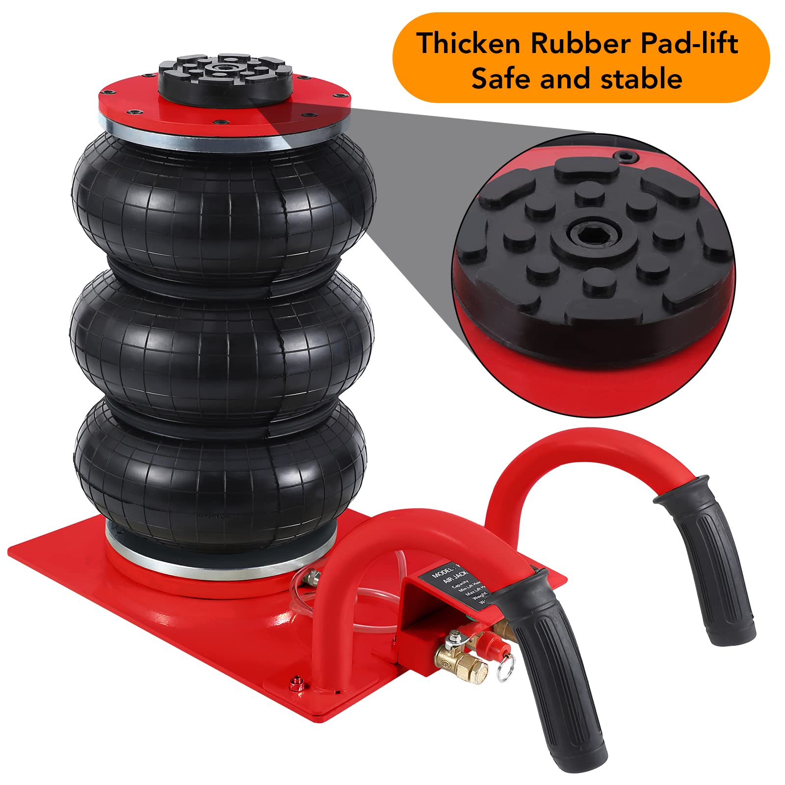 GARVEE 3 Ton (6600 Lbs) Heavy Duty Air Jack with 5.5-17.7 Inch Lift Range & Quick 3-5 Second Inflation - Ideal for Garage, Auto Repair, and Emergency Vehicle Lifting