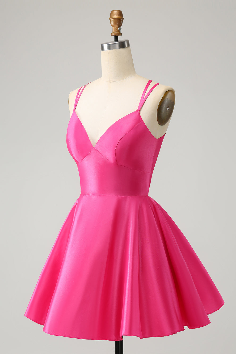 Fuchsia A-Line Spaghetti Strap Backless Short Homecoming Dress for Prom, Party, and Special Occasions