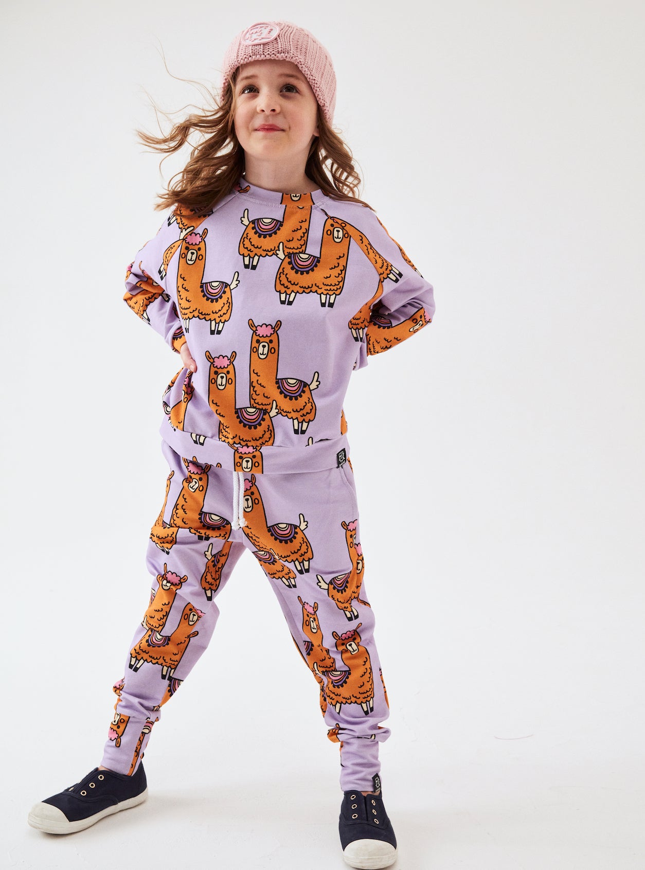 Organic Cotton Kids Sweatshirt - Soft & Comfortable Violet Llama Print Pullover for Boys & Girls | Perfect for School, Playdates & Outdoor Activities