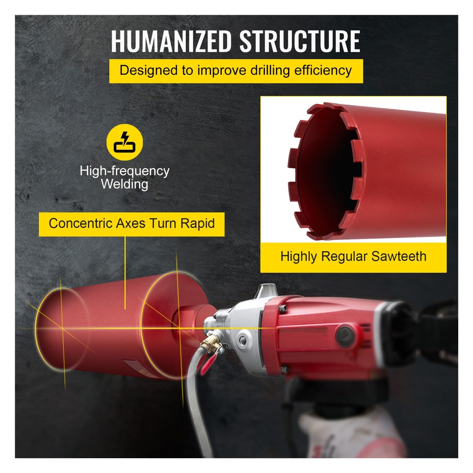 6-Inch Dry Diamond Core Drill Bit, 450mm Length, 5/4-Inch Universal Thread Hole Cutter for Drilling Concrete Bricks - Perfect for Masonry, Construction, and DIY Home Improvement Projects