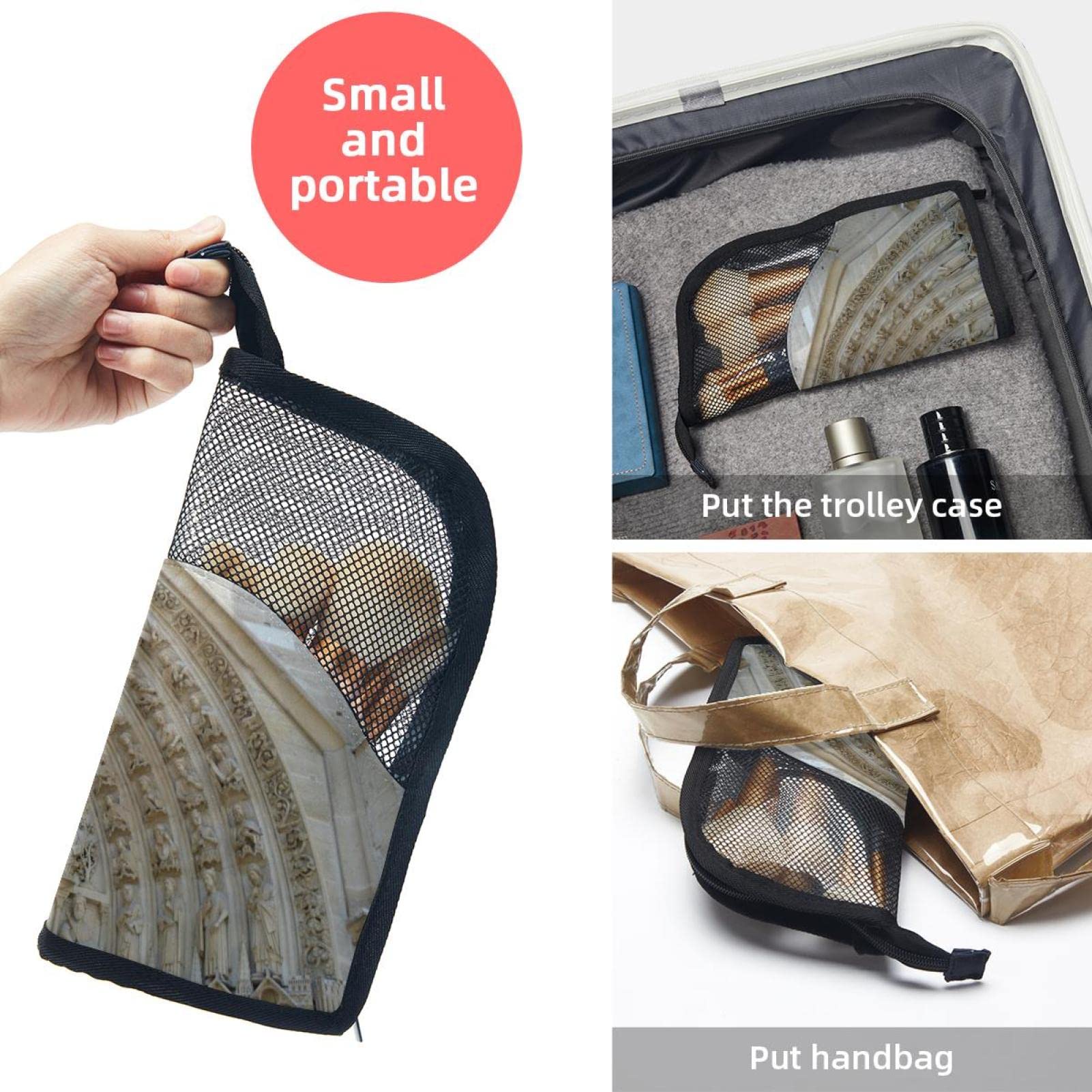 12-Piece Makeup Brush Organizer Bag with French Architecture Design - Portable Travel Cosmetic Brush Holder Case for Professional Makeup Artists & Beauty Enthusiasts - Perfect for Home, Salon, and On-the-Go Use