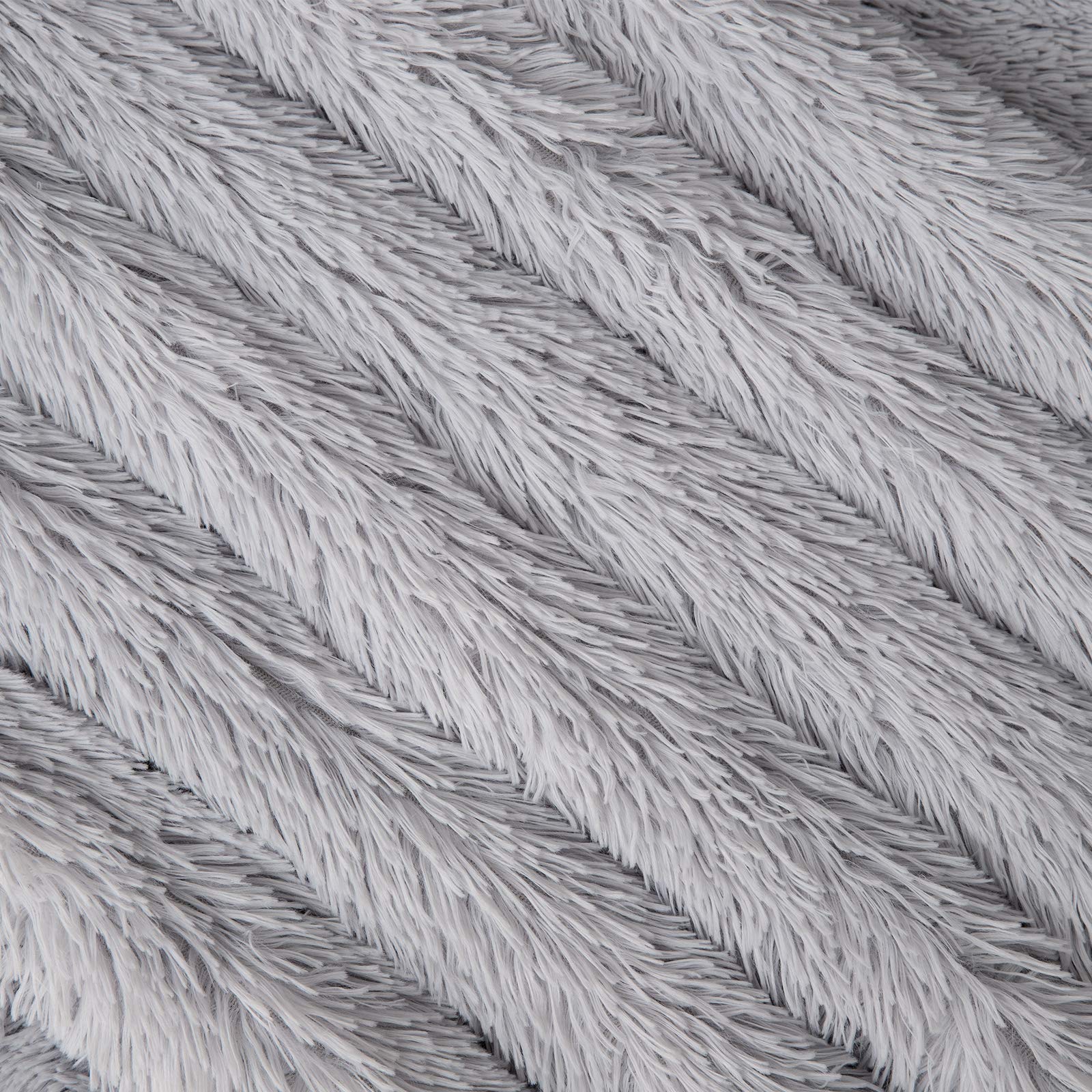 Faux Fur Throw Blanket 50x60 Inches - Ultra Soft Lightweight Shaggy Plush Blanket for Couch, Bed, Chair - Warm Cozy Decorative Fluffy Blanket in Light Grey - Perfect for Living Room, Bedroom & Winter Snuggling
