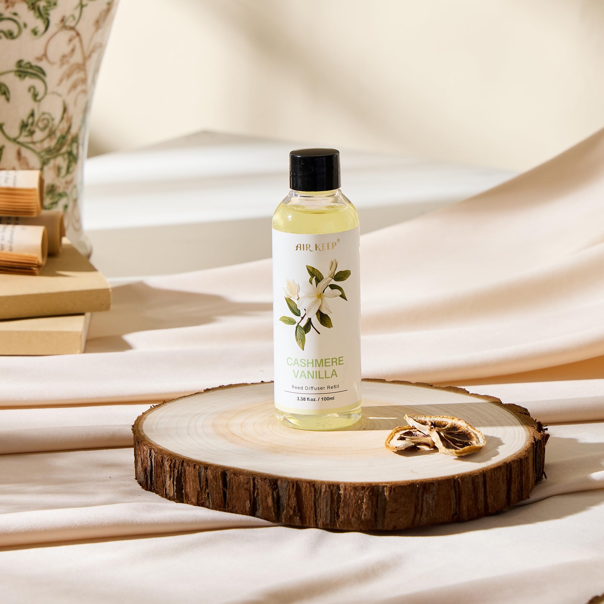 Airkeep Cashmere Vanilla Air Freshener Refill - 100ml Essential Oil Diffuser Sticks for Home, Bedroom, Bathroom & Office | Long-Lasting Fragrance for Relaxation & Aromatherapy