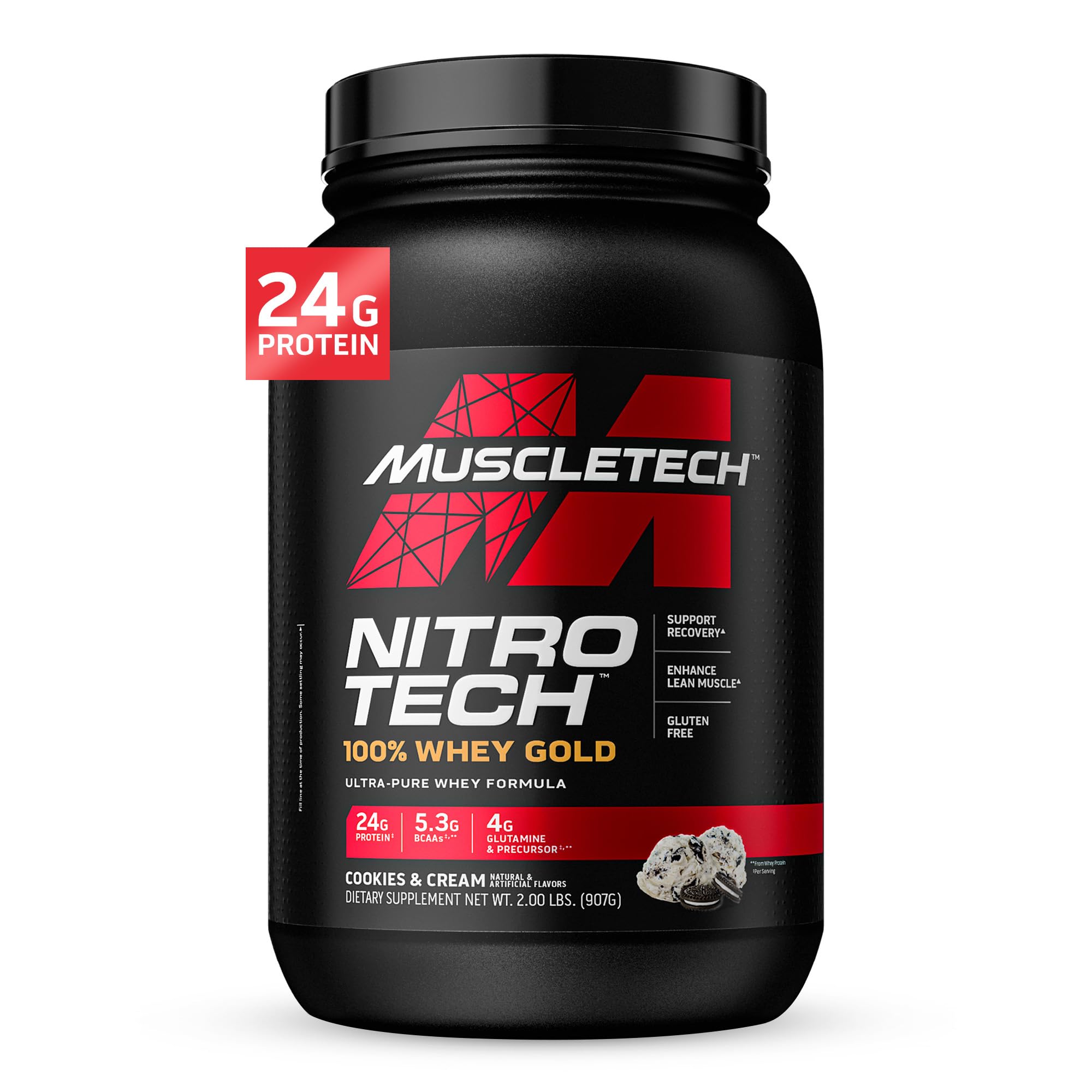 Nitro-Tech Whey Gold Protein Powder - Premium Whey Isolate Smoothie Mix for Men & Women, Cookies & Cream Flavor, 2lb (28 Servings) | Muscle Building, Post-Workout Recovery & Healthy Lifestyle Supplement