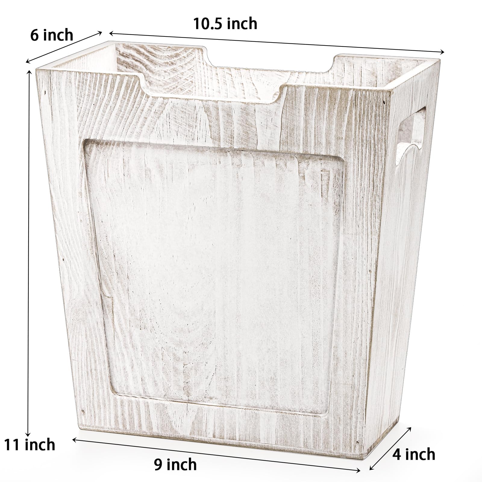 TOPZEA Rustic Wooden Waste Basket - Small Narrow Rectangular Farmhouse Trash Can with Handle for Office, Bedroom, Bathroom & Living Room - Eco-Friendly Home Decor & Organization Solution