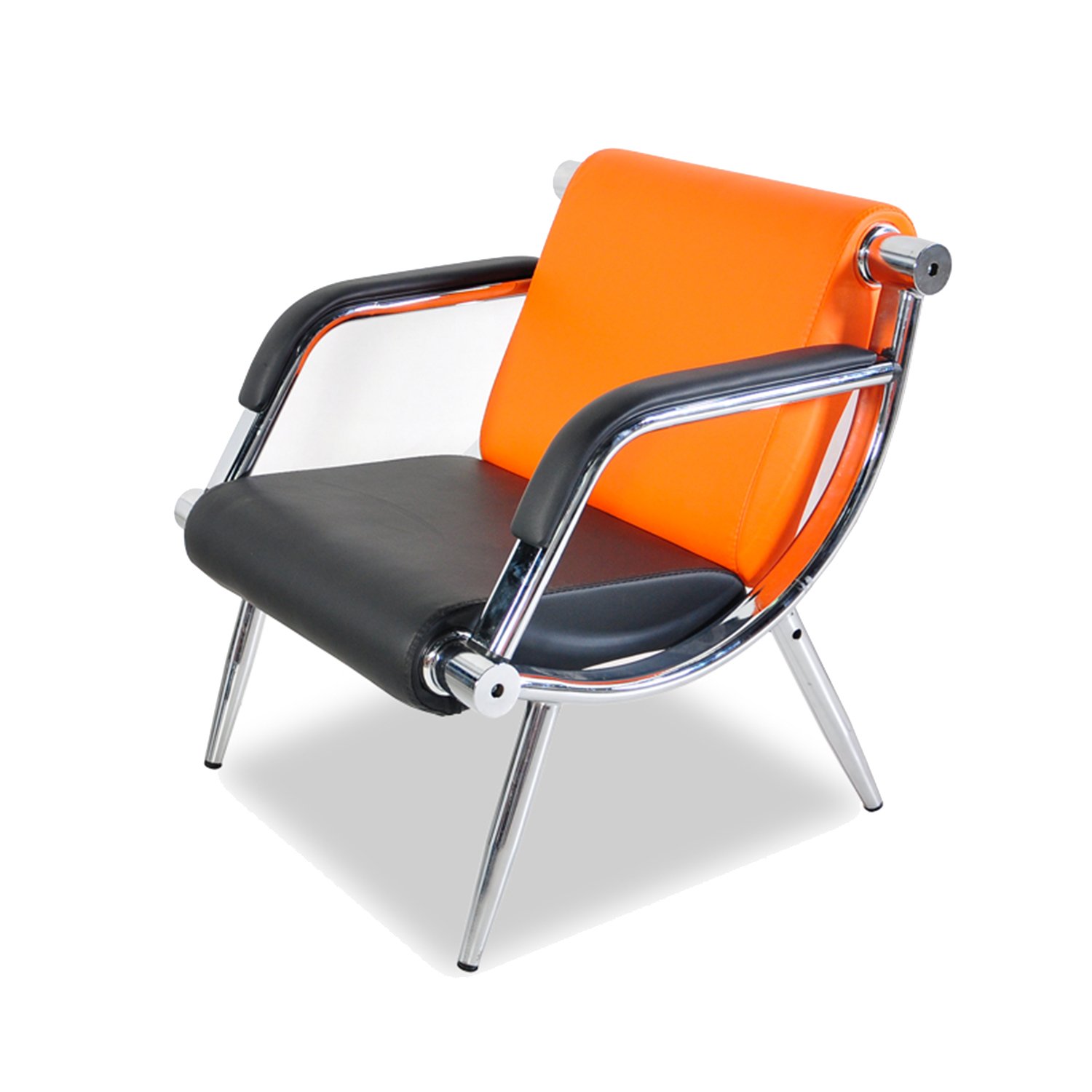 Premium PU Leather Office Reception Chair - Comfortable Waiting Room Visitor Guest Sofa Seat in Orange - Perfect for Lobbies, Clinics and Corporate Waiting Areas