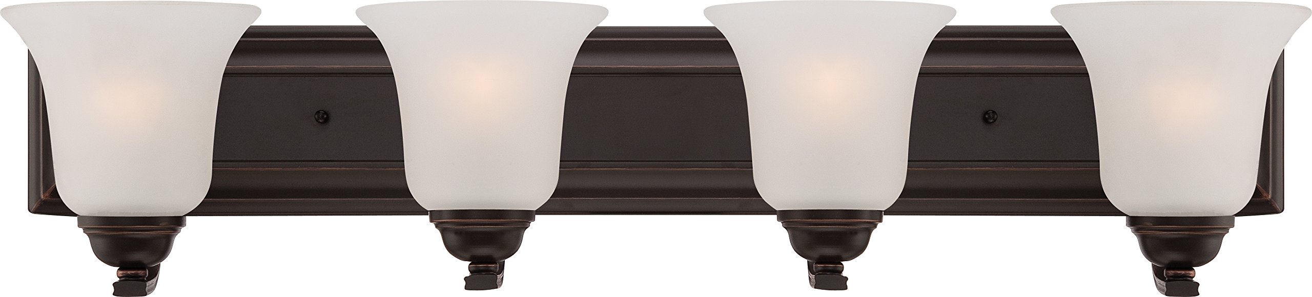 Nuvo 60/5694 Four Light Vanity in Bronze/Dark Finish - Modern Bathroom Lighting Fixture for Home Decor & Vanity Makeup Area