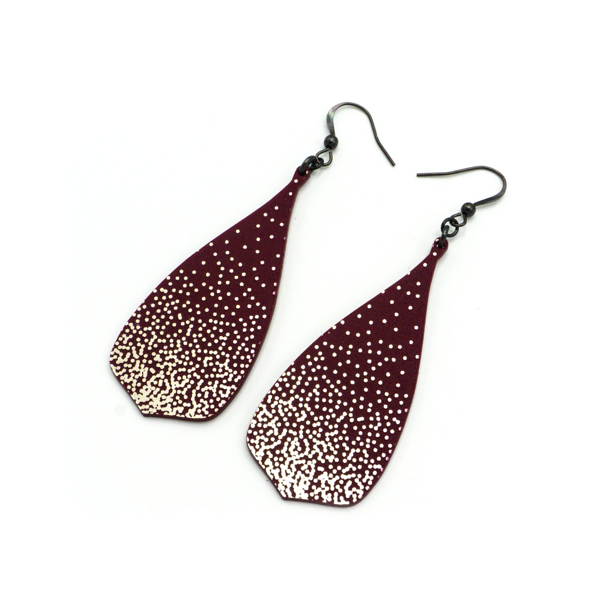Flared Bevel Drops Acrylic Earrings in Brushed Nickel & Burgundy - Gradient Sparkle Design for Women | Perfect for Parties, Weddings & Everyday Wear