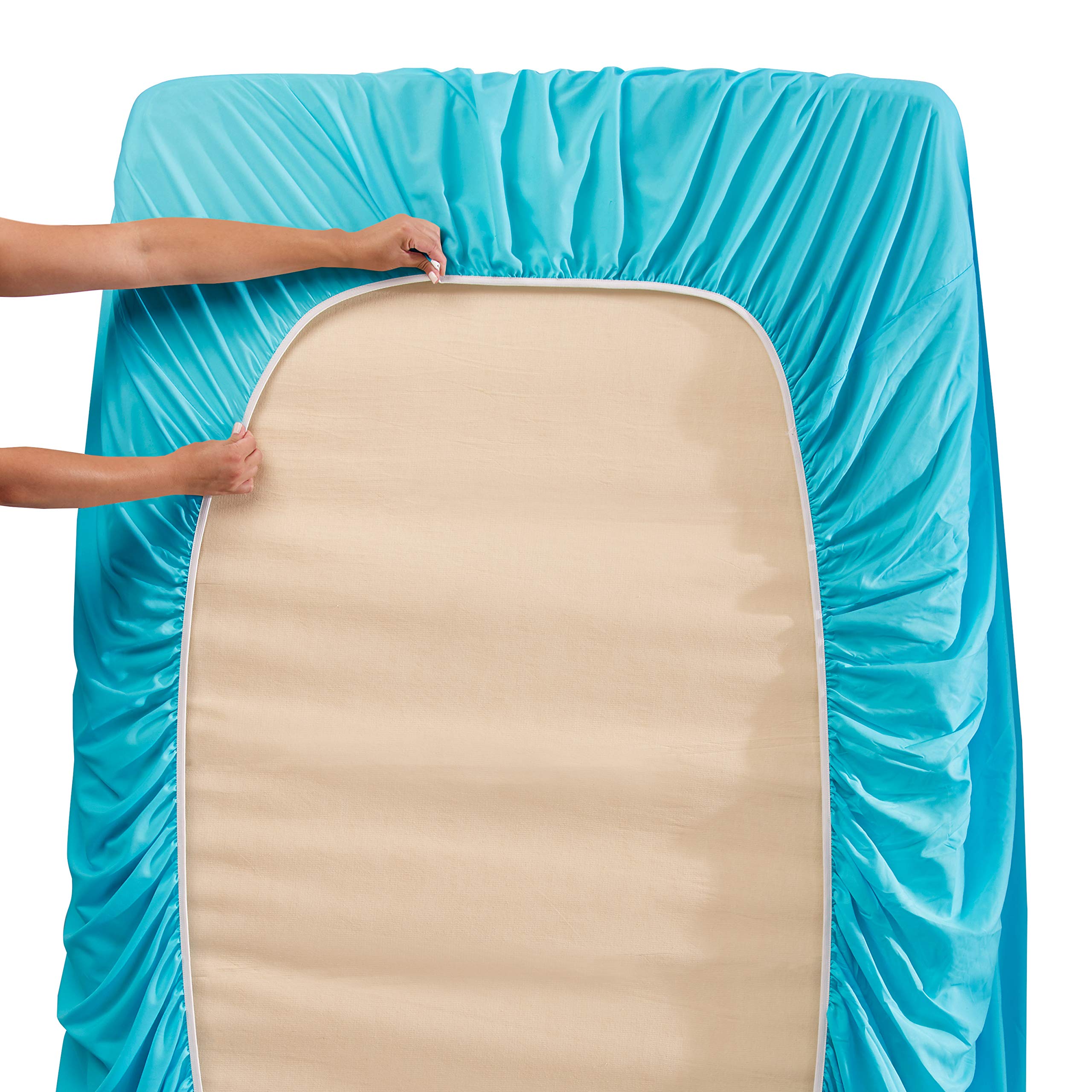 Nestl Ultra Soft Down Alternative Comforter & Bed Sheet Set - Twin Size 3-Piece - Navy/Aqua - Cozy Bedding for Kids, Teens & Guest Rooms