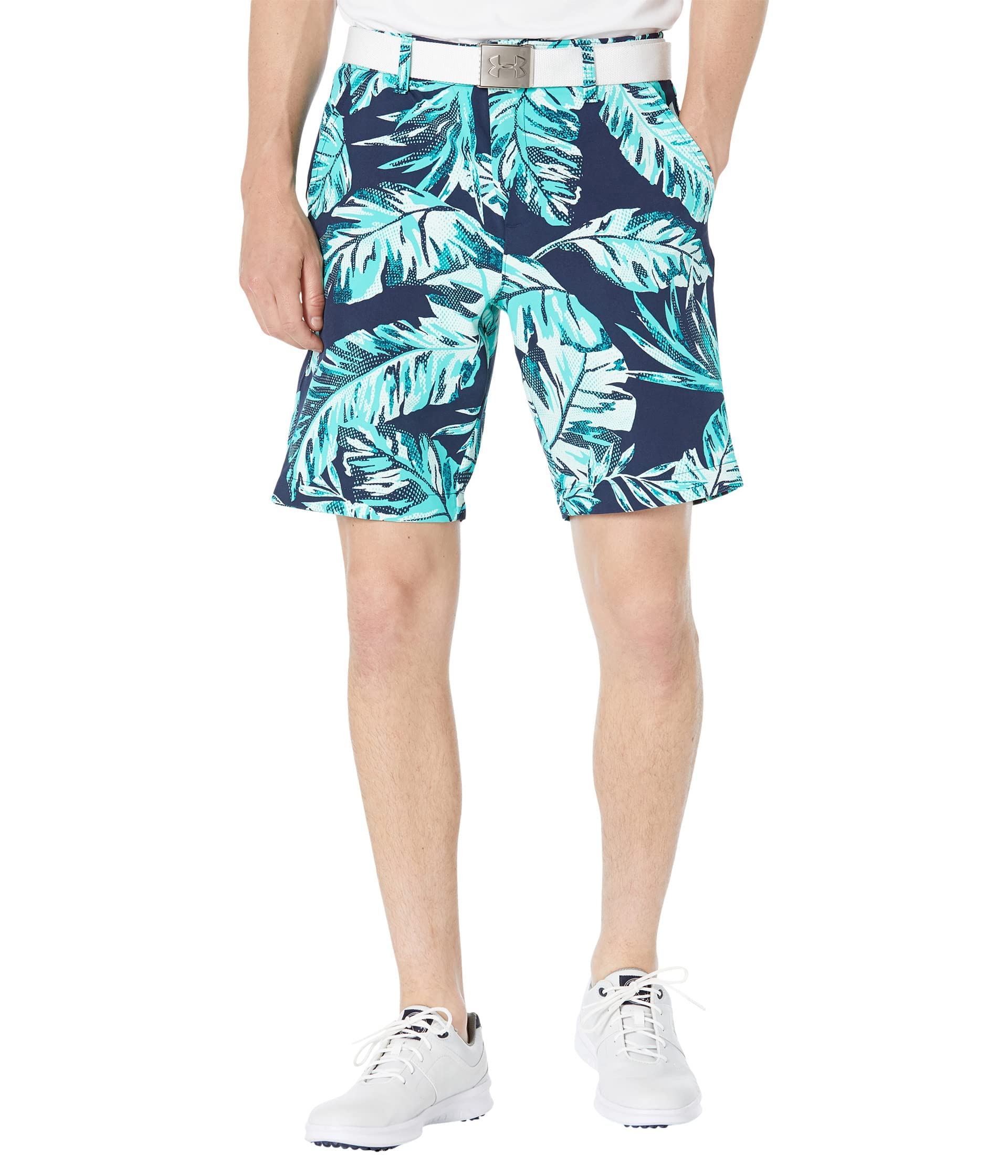 Under Armour Drive Printed Athletic Shorts for Men - Academy Blue/Cerulean/Halo Gray - Size 30 - Breathable Gym Workout Shorts for Running, Basketball & Training