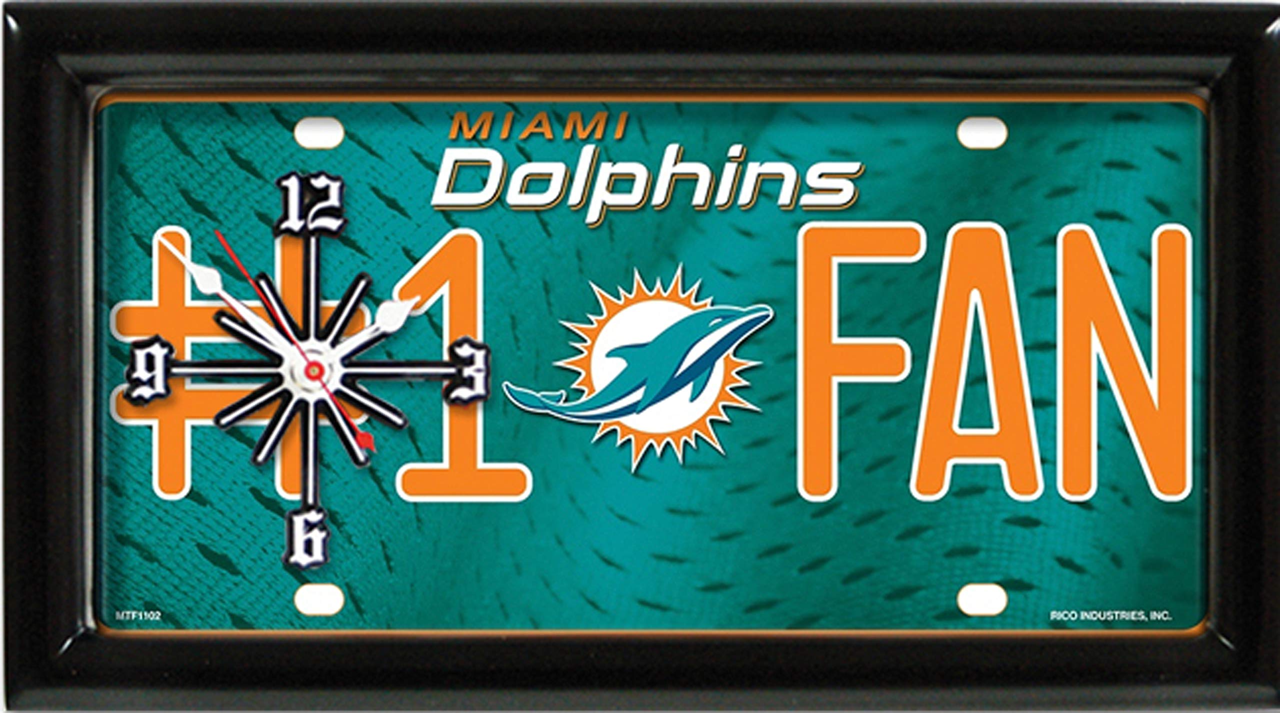 TAGZ SPORTS Miami Football Wall Clock and Desk Clock - Perfect for Home, Office, or Game Room Decor - Great Gift for Football Fans and Sports Enthusiasts