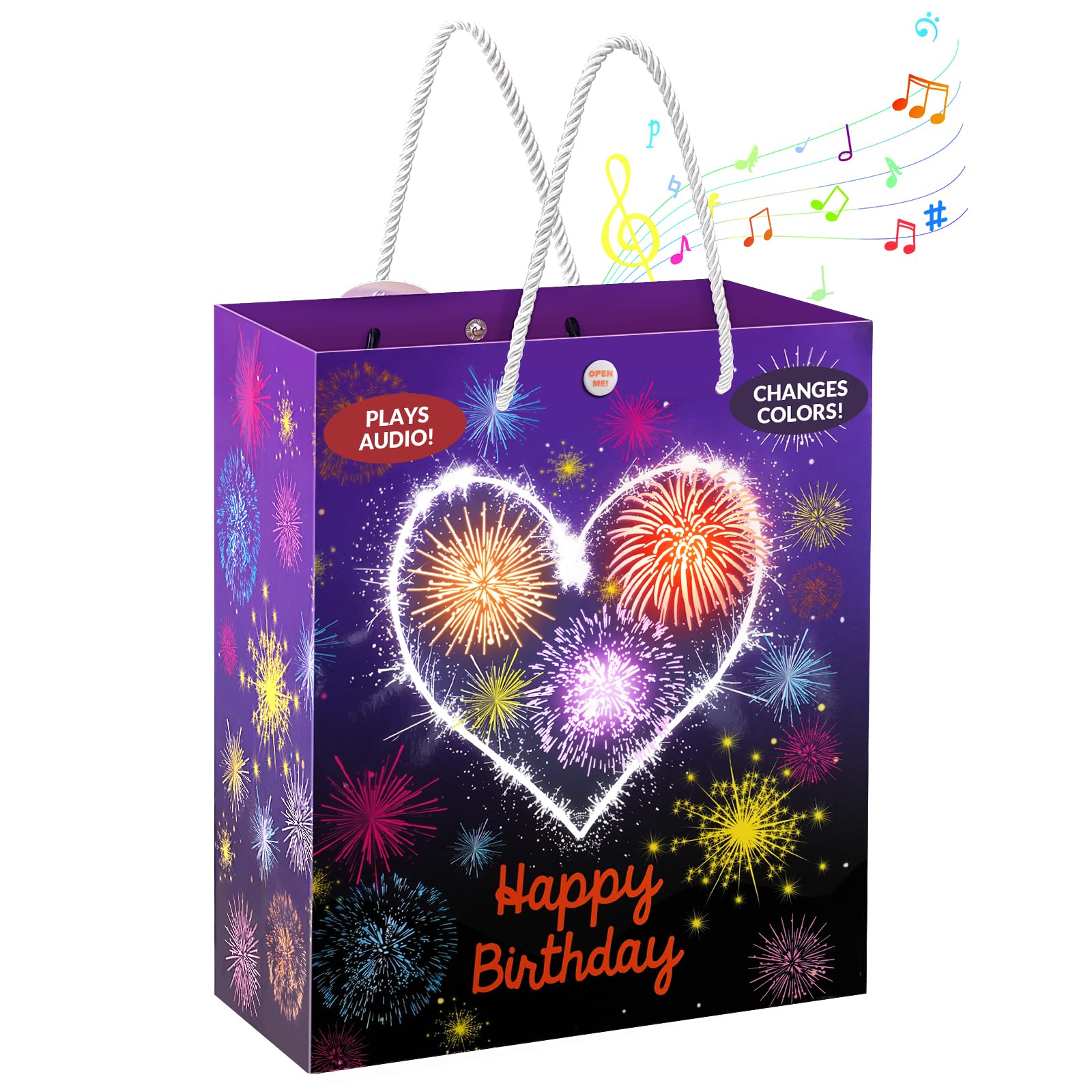 Magical Light Up Sound Birthday Gift Bags with Fireworks & Cheering Effects - Large Party Favor Bags for Women, Men, Wife, Husband - Perfect for Birthdays, Anniversaries & Celebrations