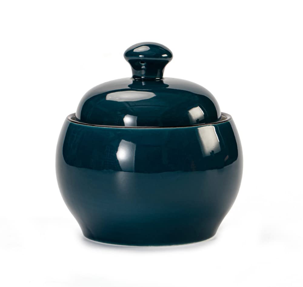 Colorful Ceramic Sugar Bowl with Lid - Spice Jar & Seasoning Pot for Baking, Cooking & Kitchen Storage