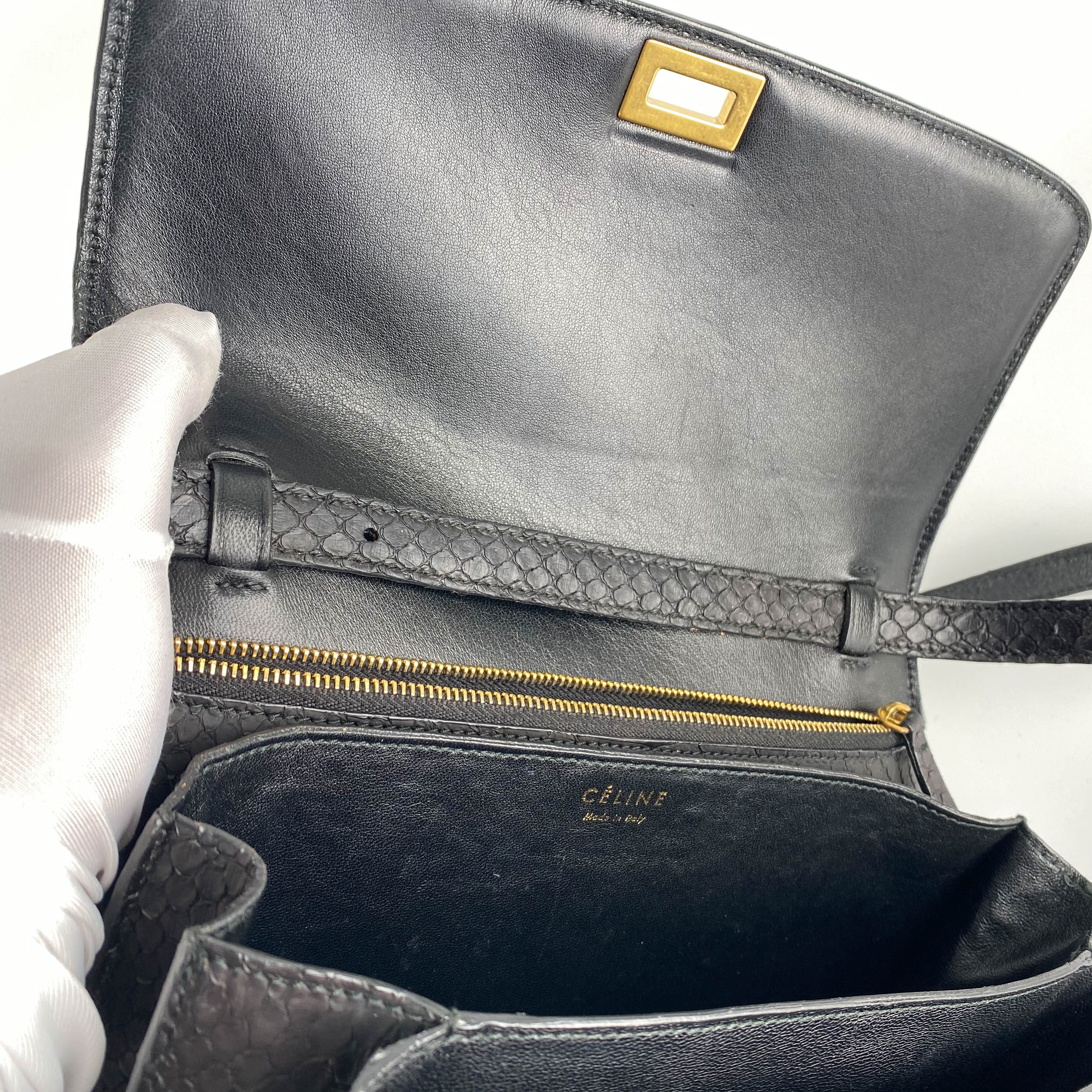 Celine Box Python Leather Bag in Black - Luxury Designer Handbag for Women, Perfect for Work, Evening Events & Everyday Use