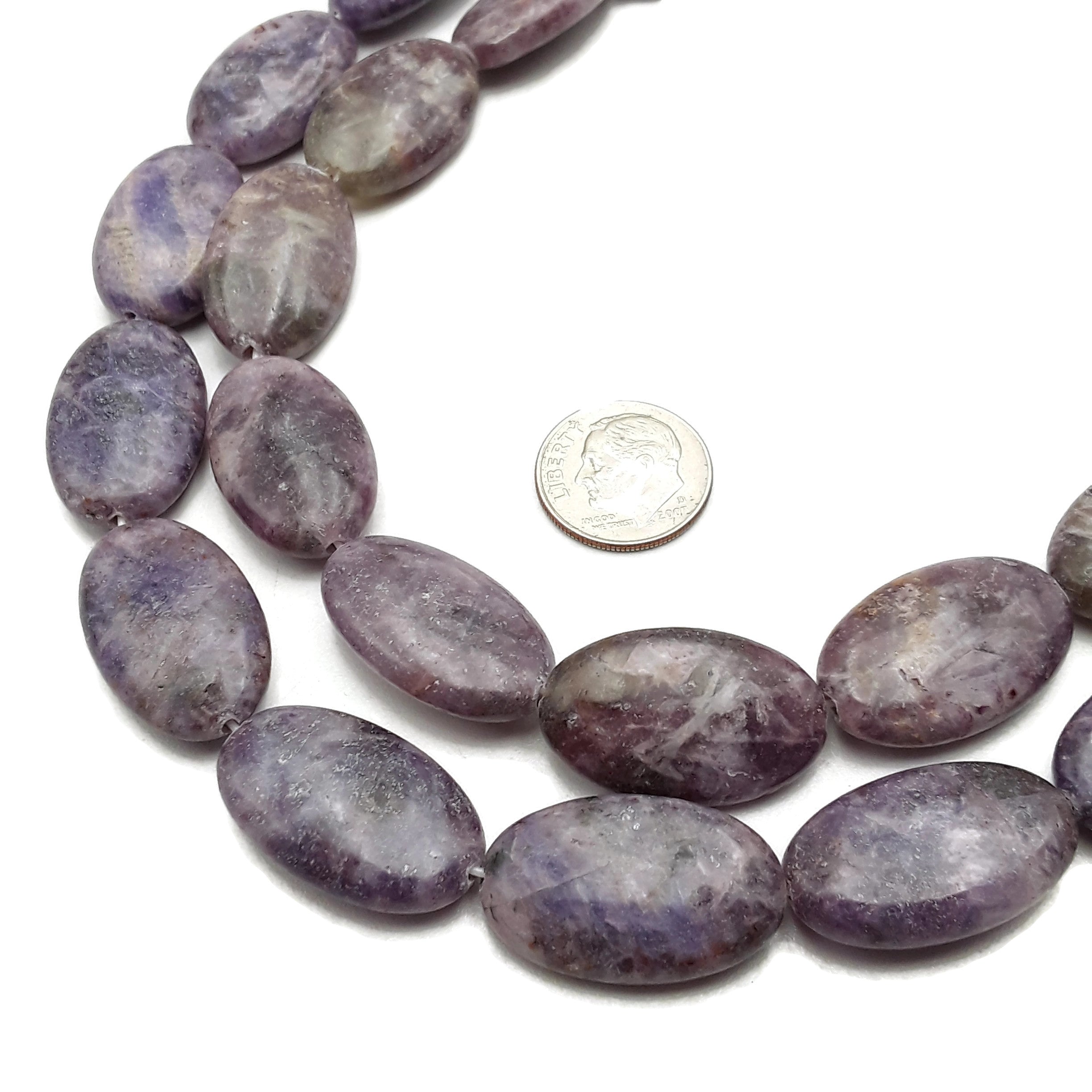Lepidolite Smooth Long Oval Beads 15x25mm - 15.5 Inch Strand for Jewelry Making, Meditation & Stress Relief