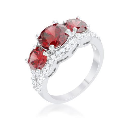 Garnet Classic Trio Ring Set - Sterling Silver Stackable Rings for Women, Elegant Birthstone Jewelry Gift for Her | Perfect for Valentine's Day, Anniversary & Everyday Wear