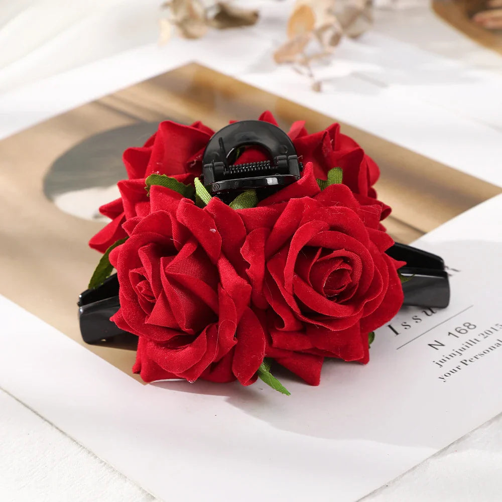 Haimeikang Large Flower Hair Clips for Women - Thick Hair Barrettes, Crab Claw Hairpins, Summer Fashion Hair Accessories for Weddings, Parties, and Everyday Wear