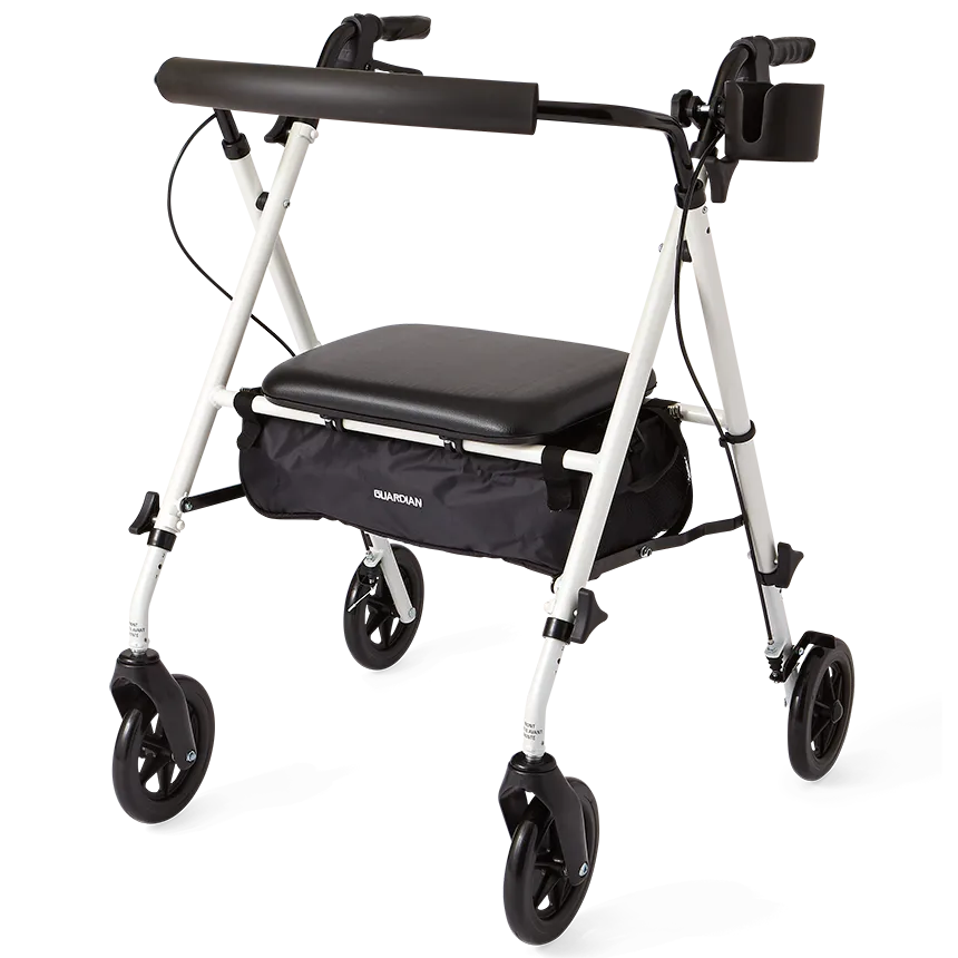 Premium White Luxe Rollator Walker for Seniors - Lightweight, Foldable Mobility Aid for Indoor & Outdoor Use - Ideal for Elderly, Disabled & Post-Surgery Recovery