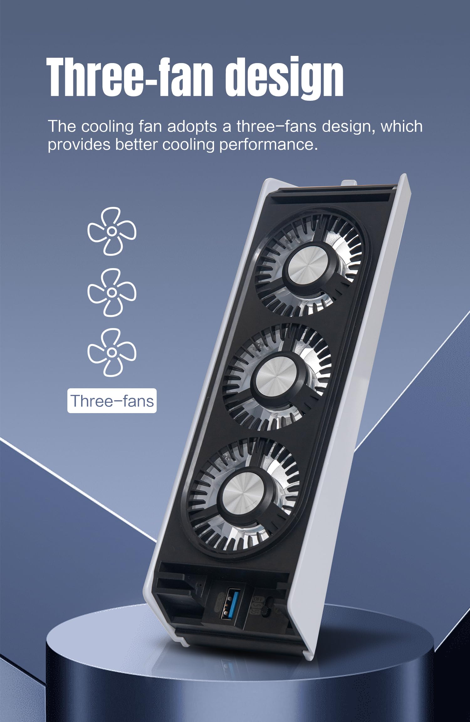 PS5 Cooling Fan with LED Light - Horizontal Cooler for PS5 Digital & Disc Edition (Not Compatible with PS5 Slim/Pro) - Prevent Overheating for Long Gaming Sessions