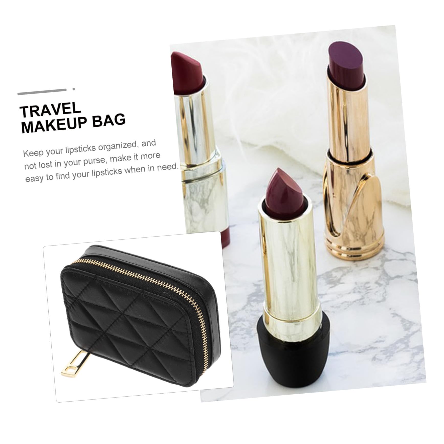 Premium Cowhide Makeup Bag with Mirror - Travel Cosmetic Organizer for Lipstick, Lip Gloss & Beauty Essentials | Stylish Small Storage Purse for Women & Girls | Perfect for Travel, Home & Daily Use